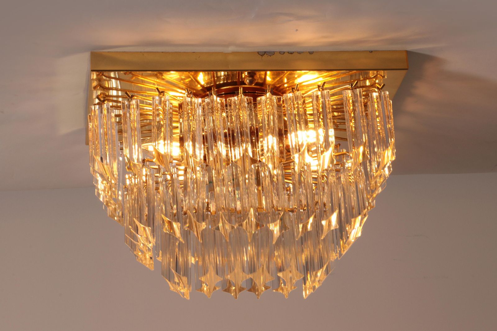 Novaresi Gold Plated Ceiling Lamp Ch Serie 1970 Italy photo 2140.0