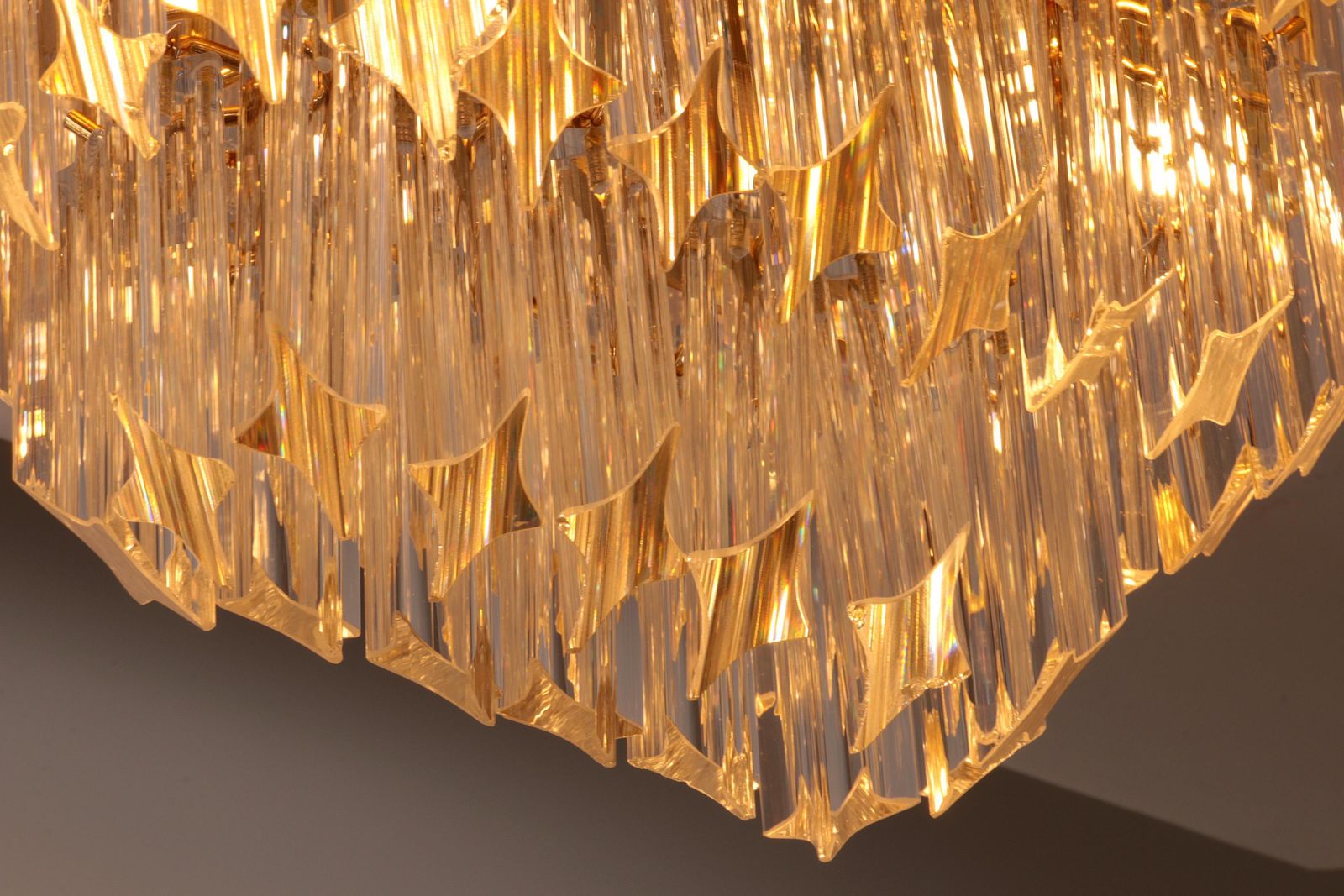 Novaresi Gold Plated Ceiling Lamp Ch Serie 1970 Italy photo vinterior