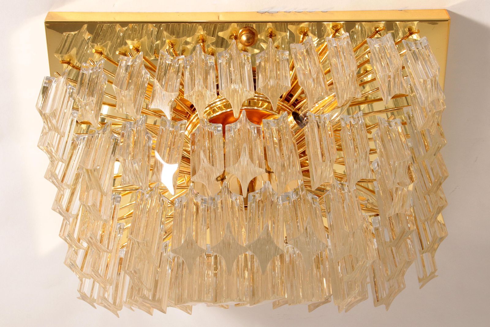 Lighting Novaresi Gold Plated Ceiling Lamp Ch Serie 1970 Italy photo