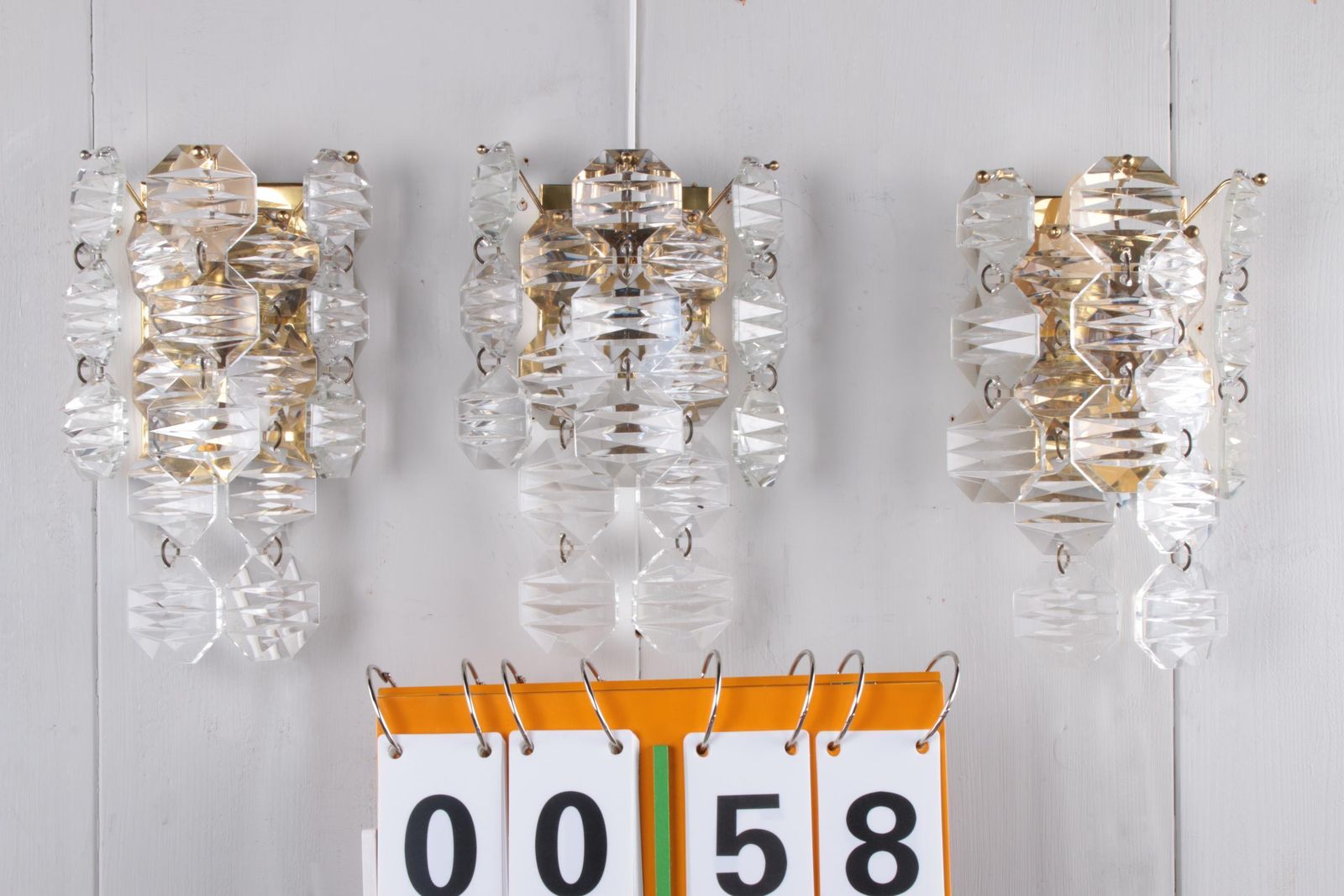 3 Very Nice Big And Rare Crystal Wall Lamps From  J.T. Kalmar, 1960s photo for sale