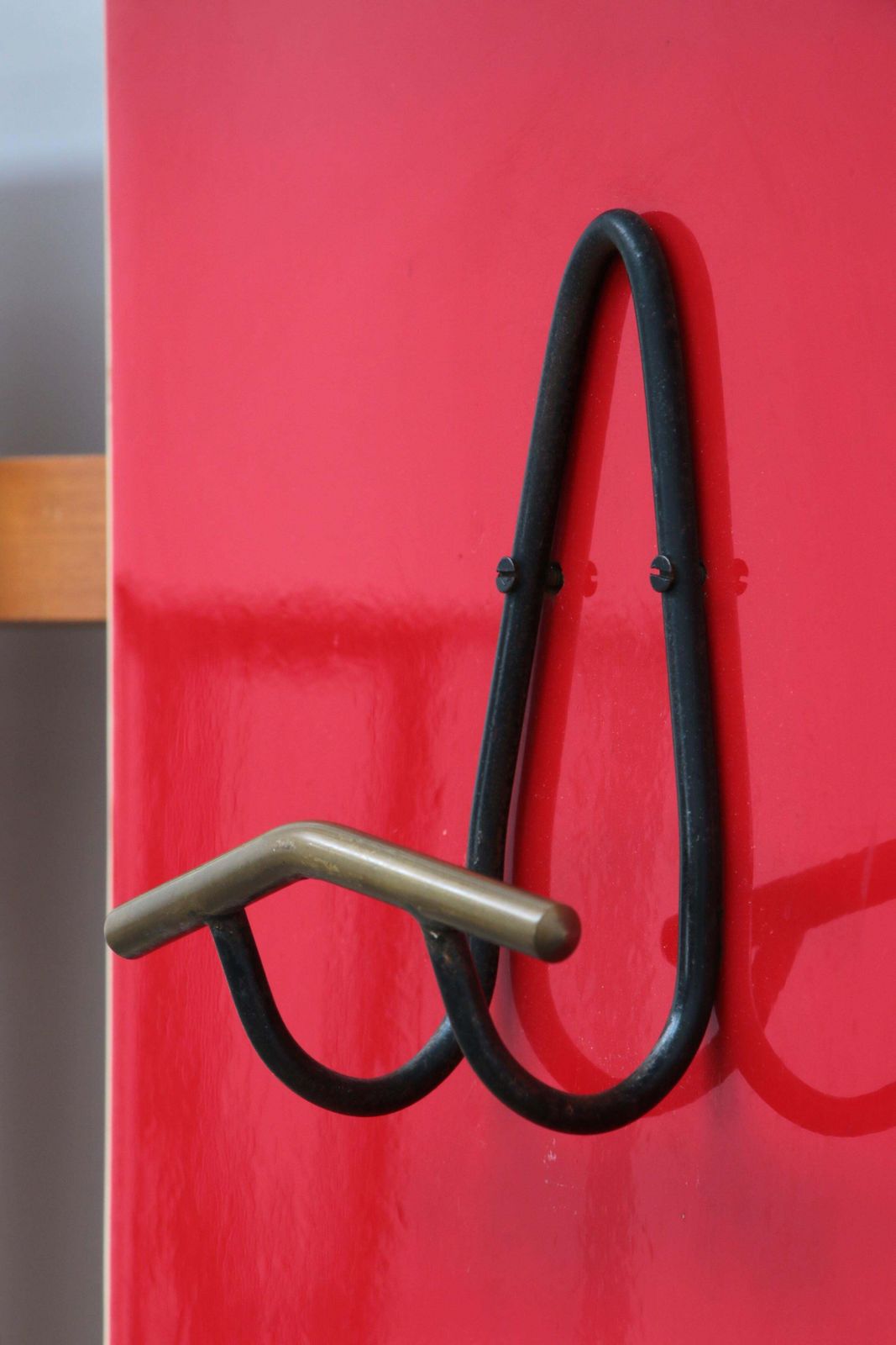 Italian Wall Coat Rack With Red Cats, Cream And Hat Rack, 1960 photo Furniture