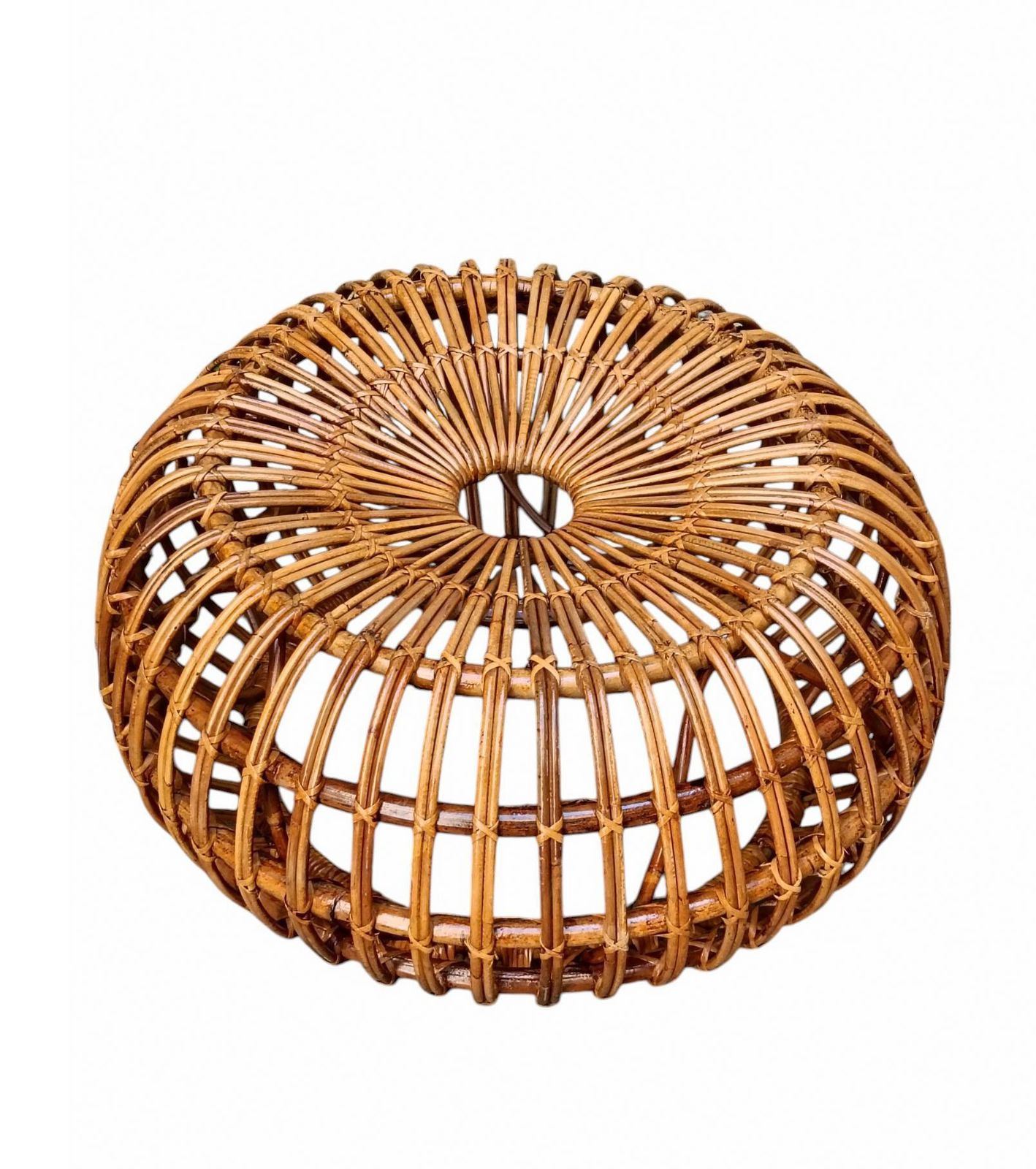 Ico Parisi For Bonacina Woven Rattan Pouf, Italy 1960s photo furniture