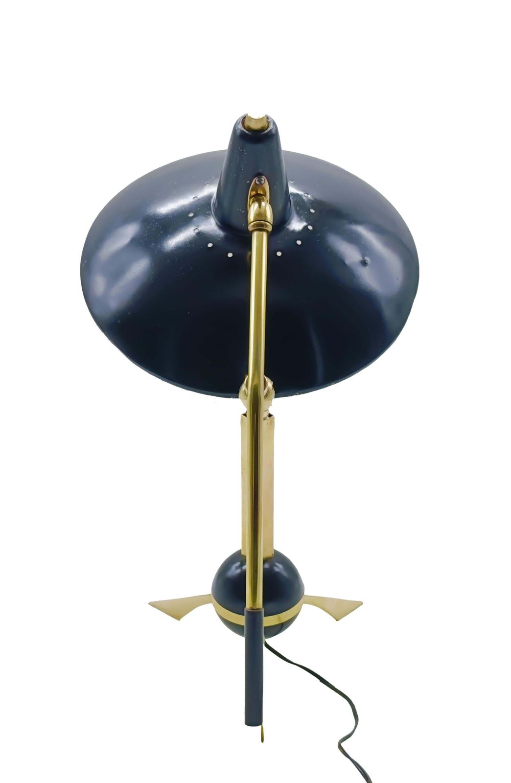 Gilardi And Barzaghi Brass And Black Metal Table Lamp, Italy 1950s photo for sale
