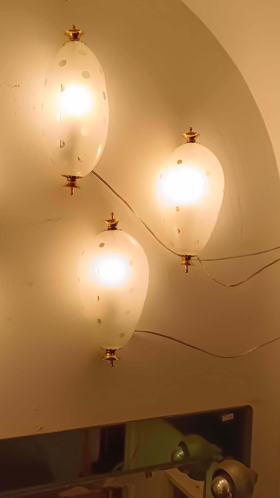 Venini Attrib. Murano Glass And Brass Wall Lamp, Italy 1940s photo vintage