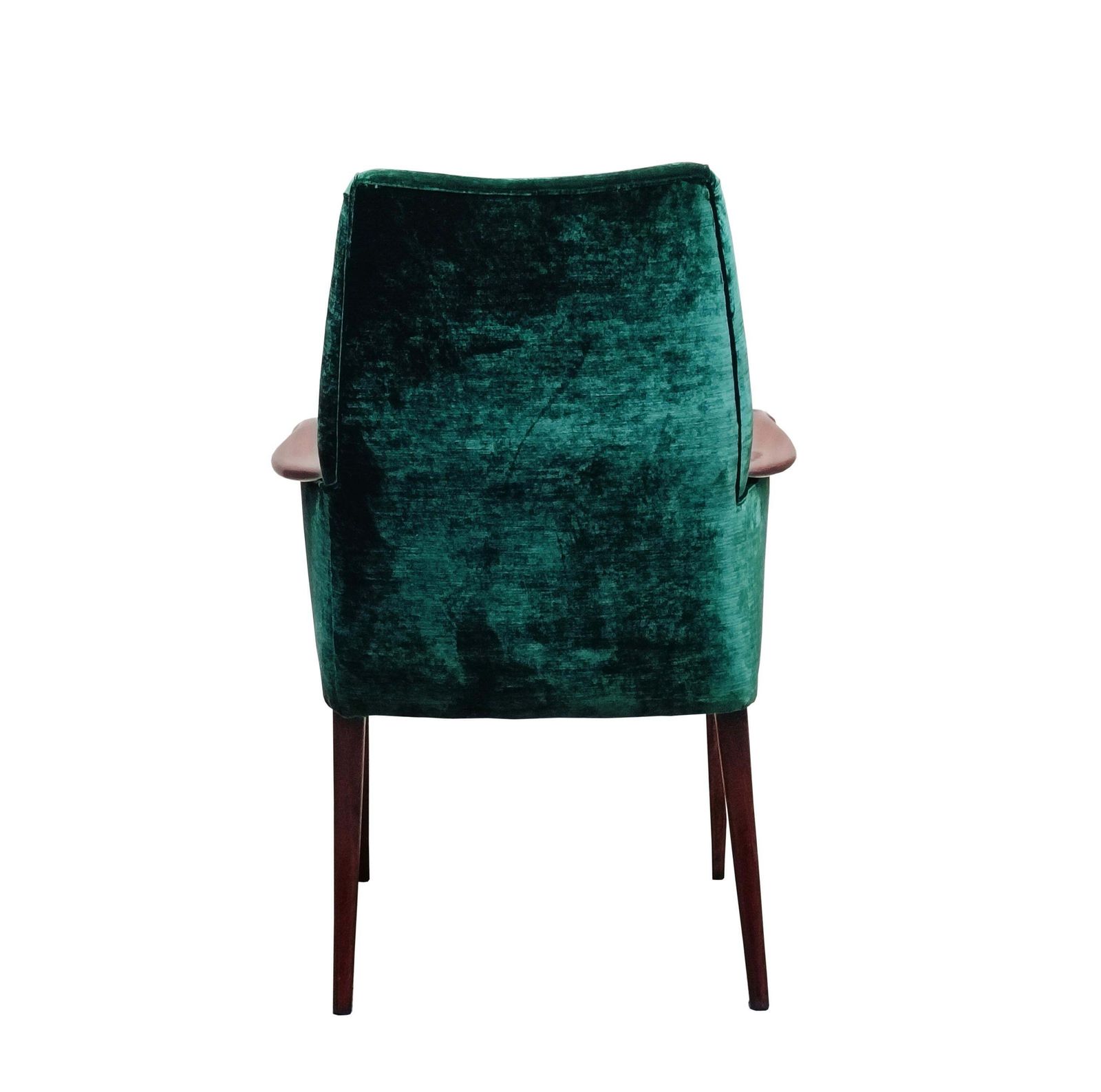 Osvaldo Borsani Style Elegant Wooden Armchair And  Green Fabric, Italy 1960s photo Furniture
