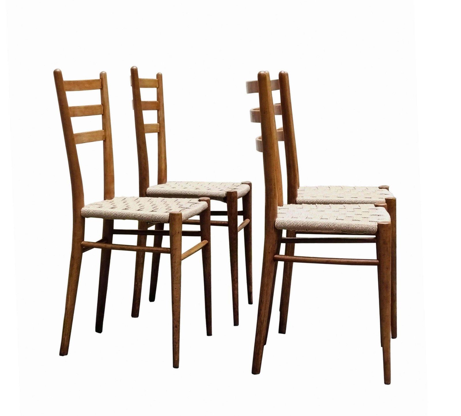 F.Lli Levaggi Gruppol Of 4 Chiavarina Chairs Mod. Gobbetta, Italy 1960s photo for sale