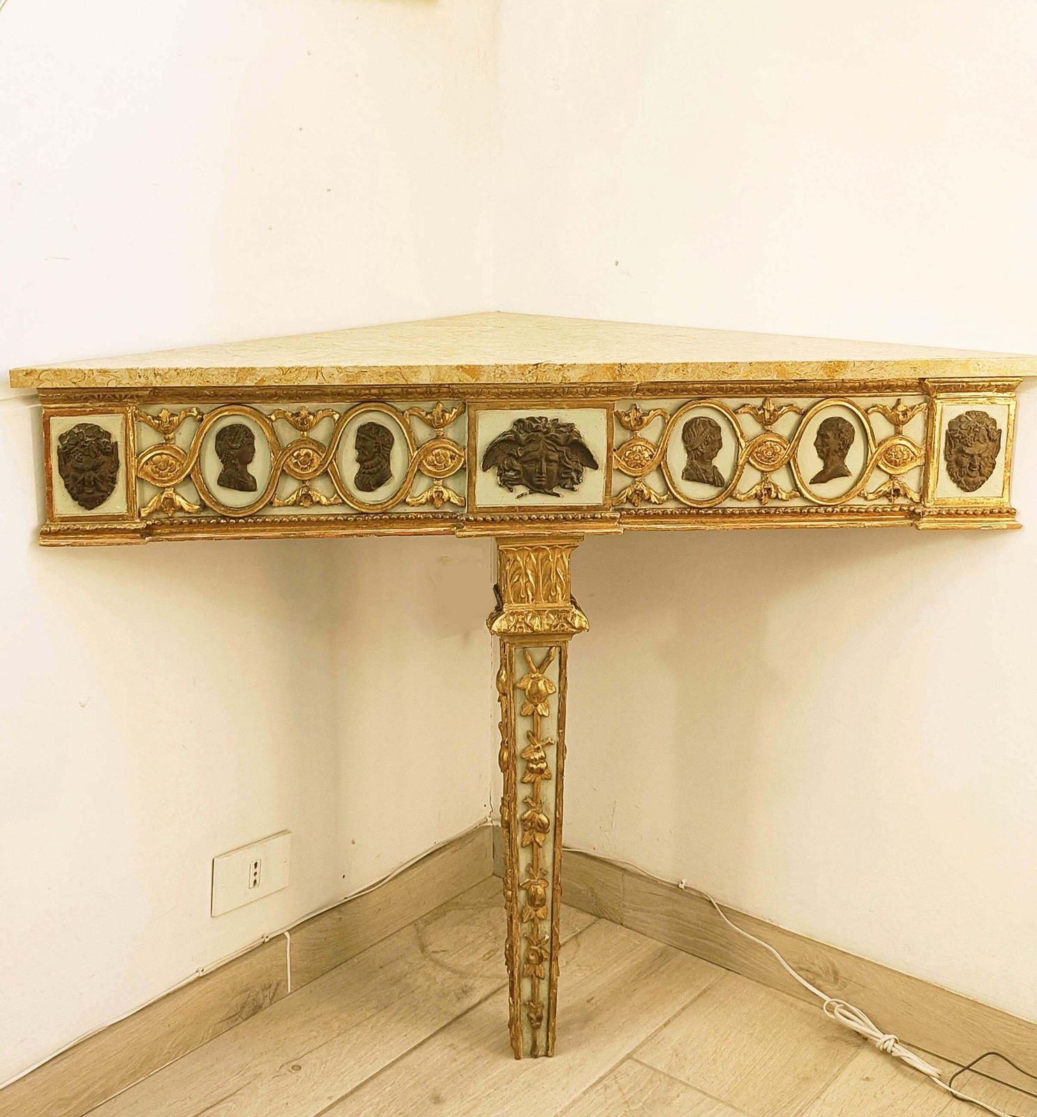 Pair Of Neoclassical Louis XVI Consoles In Wood And Marble, Italy 18th Century photo furniture