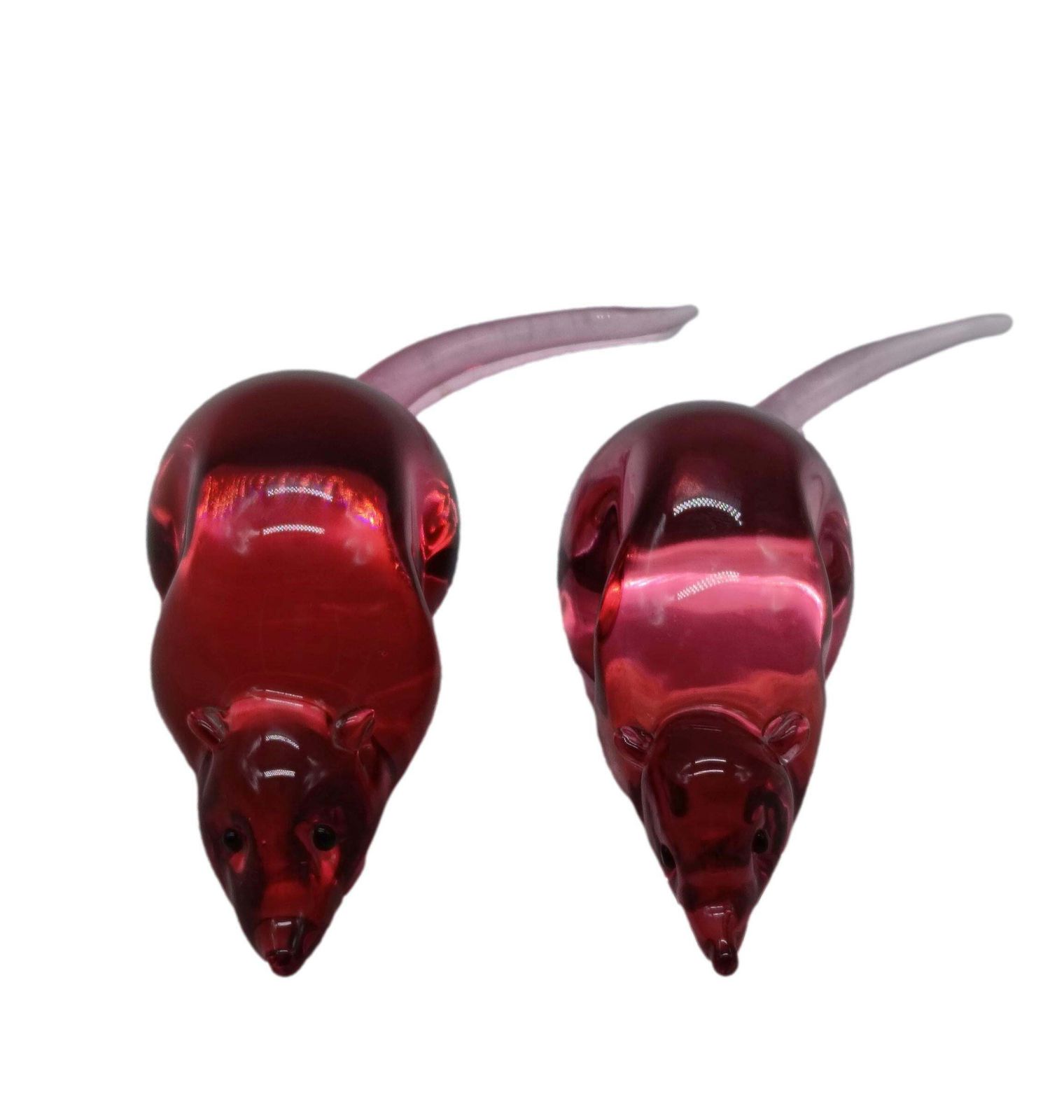 Archimede Seguso Pair Of Mice In Pink Murano Glass, Italy 1950s photo for sale