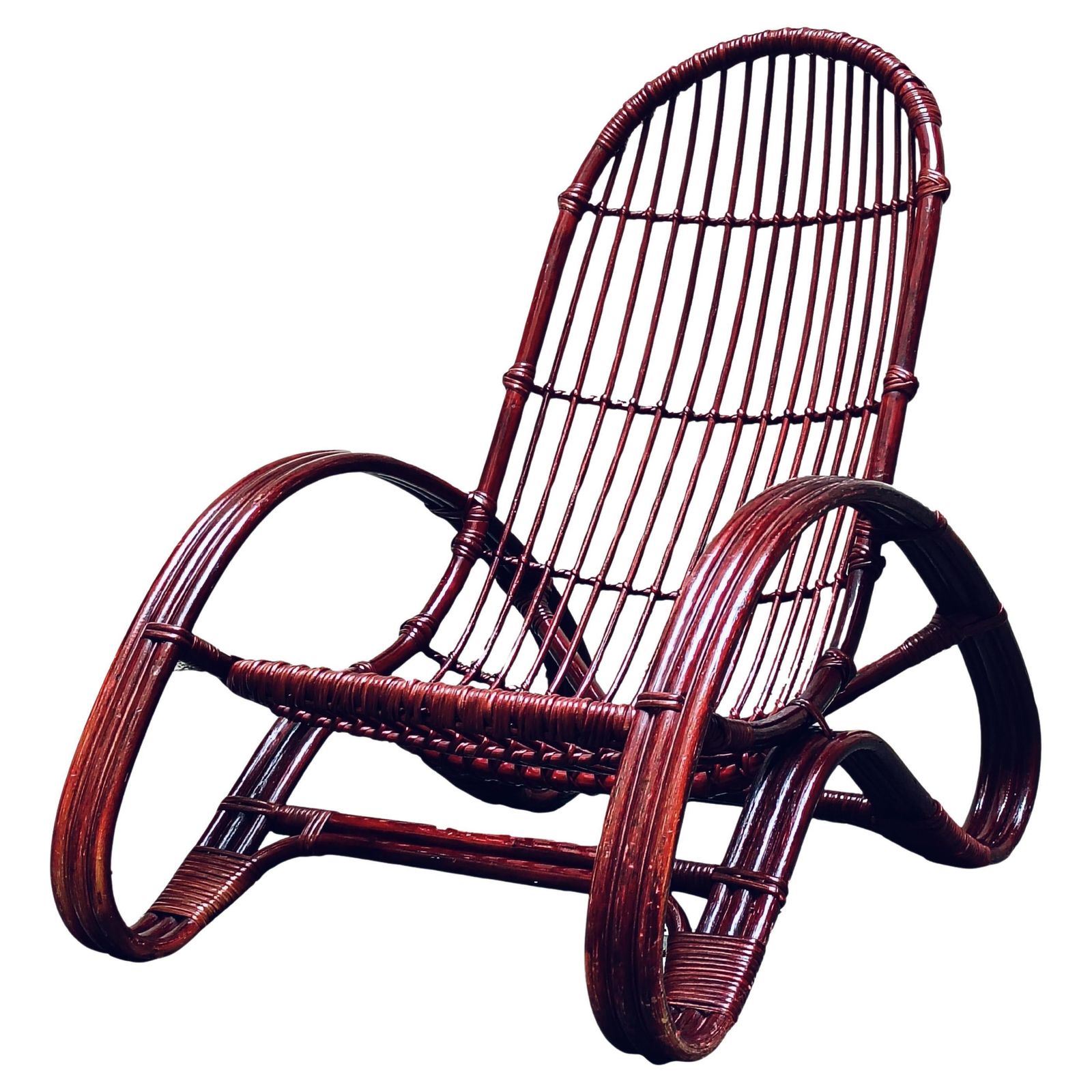 Tito Agnoli Rattan And Bamboo Lounge Chair, Italy, 1960s