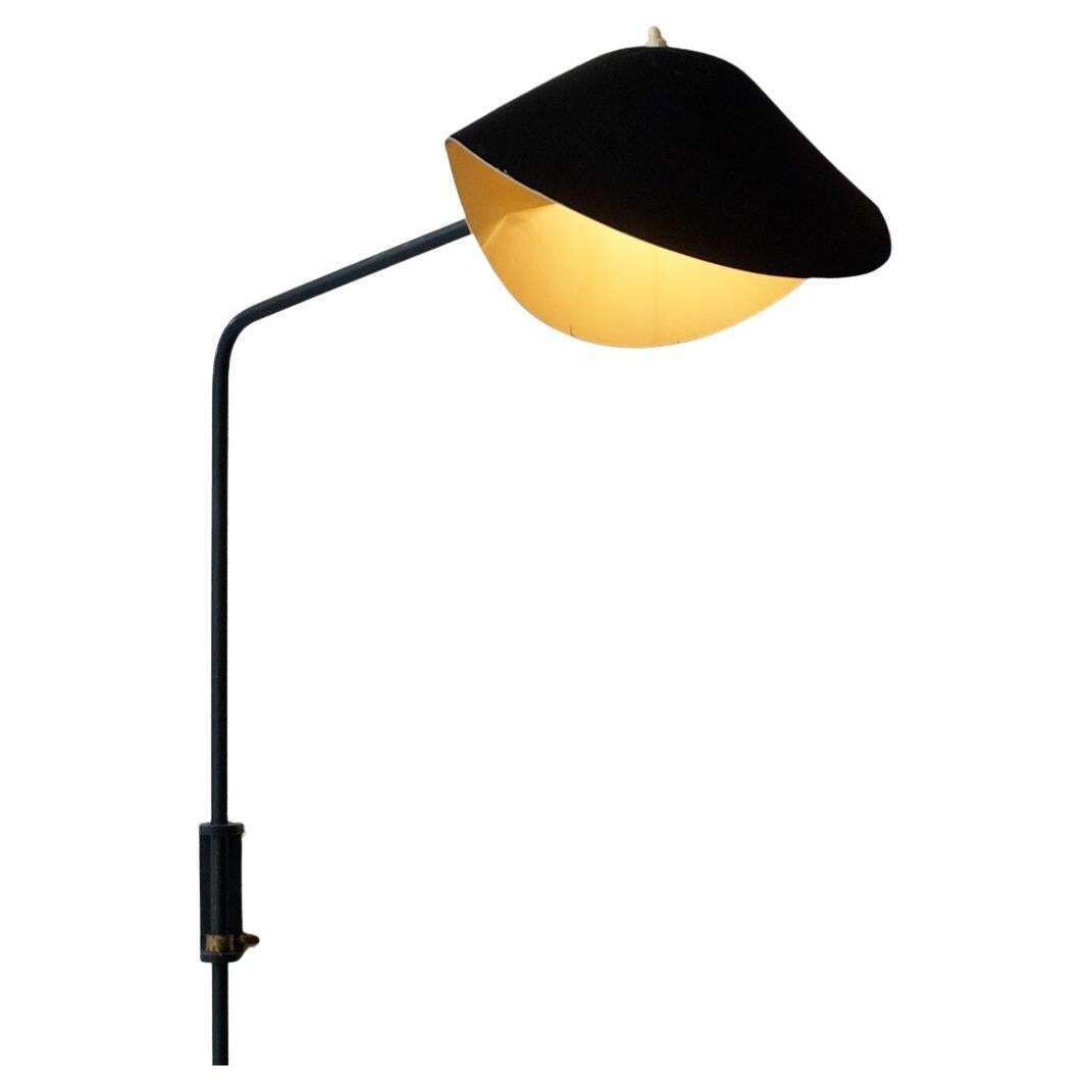 Original Black Single Arm Wall Lamp  By Serge Mouille