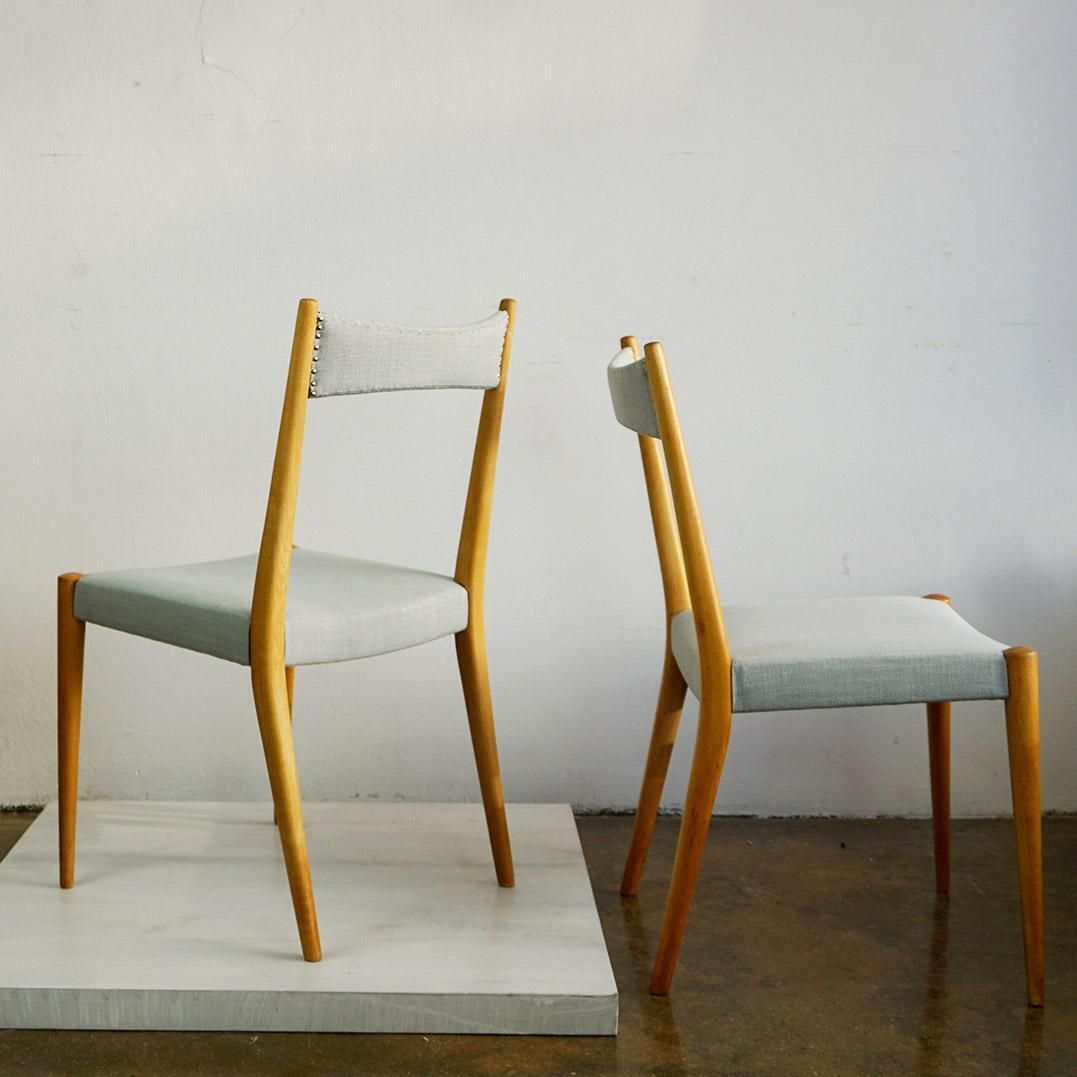 photo for sale Pair Of Austrian Midcentury Beech Dining Chairs By Anna Lülja Praun