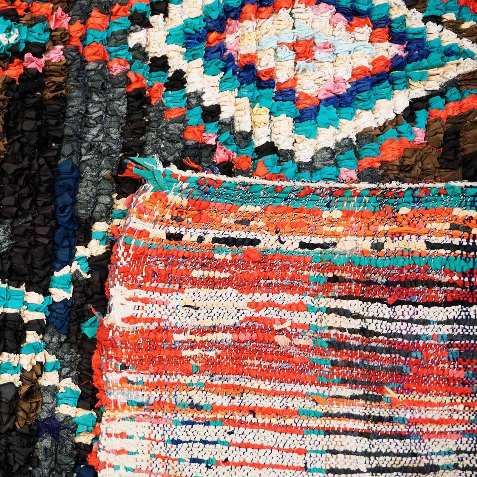 photo furniture Vintage Multicoloured Hand Knotted Moroccan Berber Boucherouite Rug
