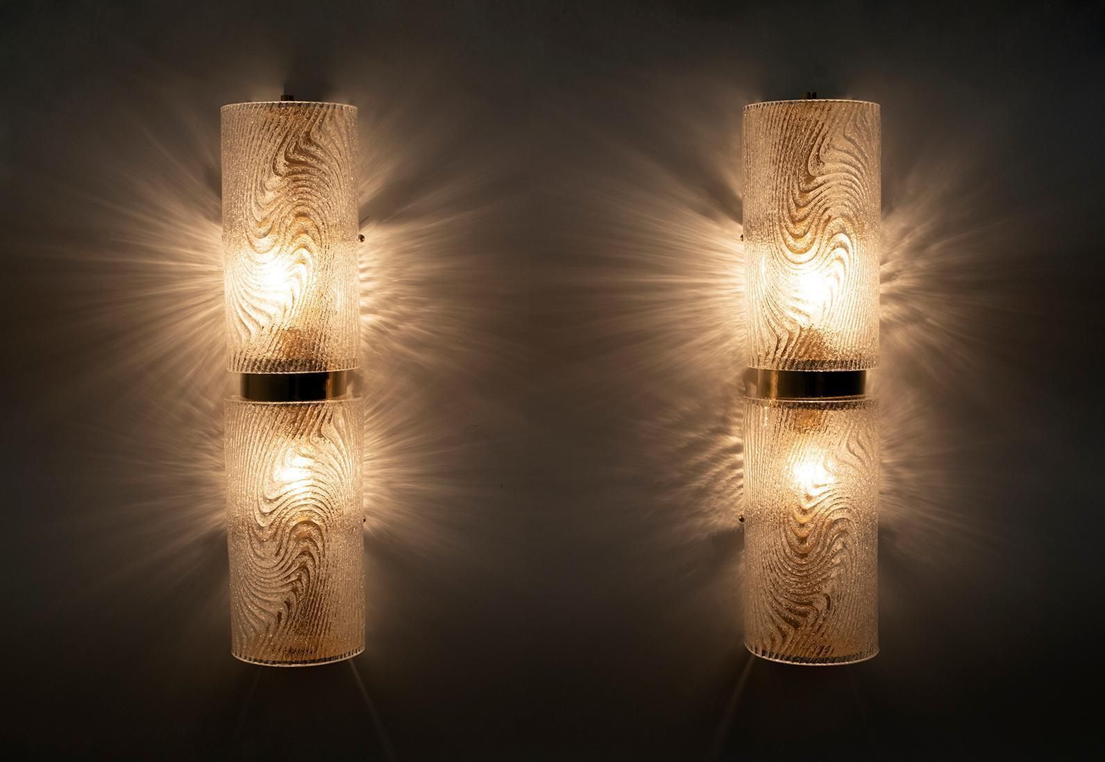 Pair Of Modern Italian Murano Glass And Brass Wall Sconces "Corteccia," 80s photo 2573.0
