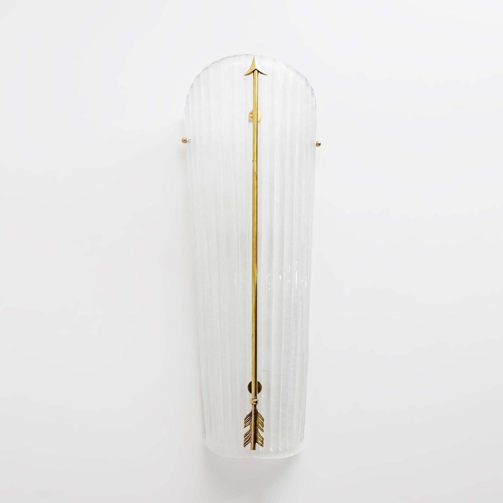 Pair Of Mid Century Modern Style Italian Murano Glass And Brass Sconces photo for sale