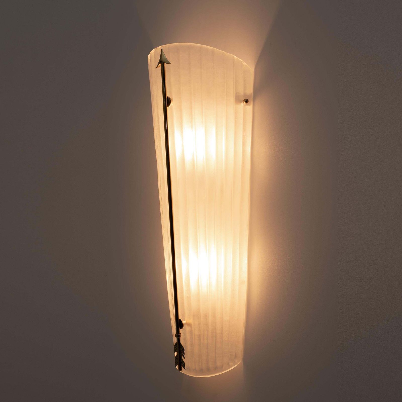 Pair Of Mid Century Modern Style Italian Murano Glass And Brass Sconces photo vinterior