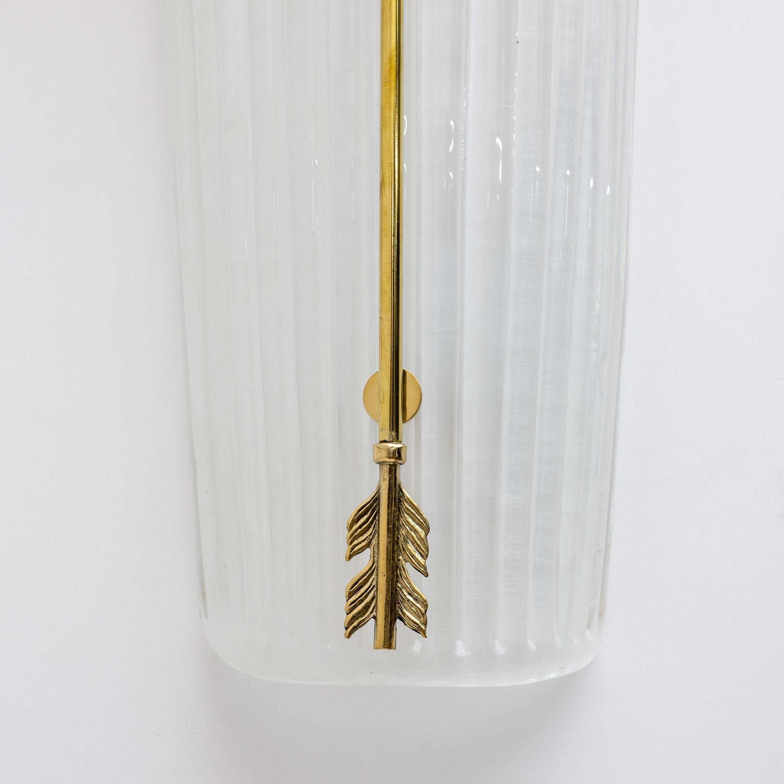 Pair Of Mid Century Modern Style Italian Murano Glass And Brass Sconces photo vintage