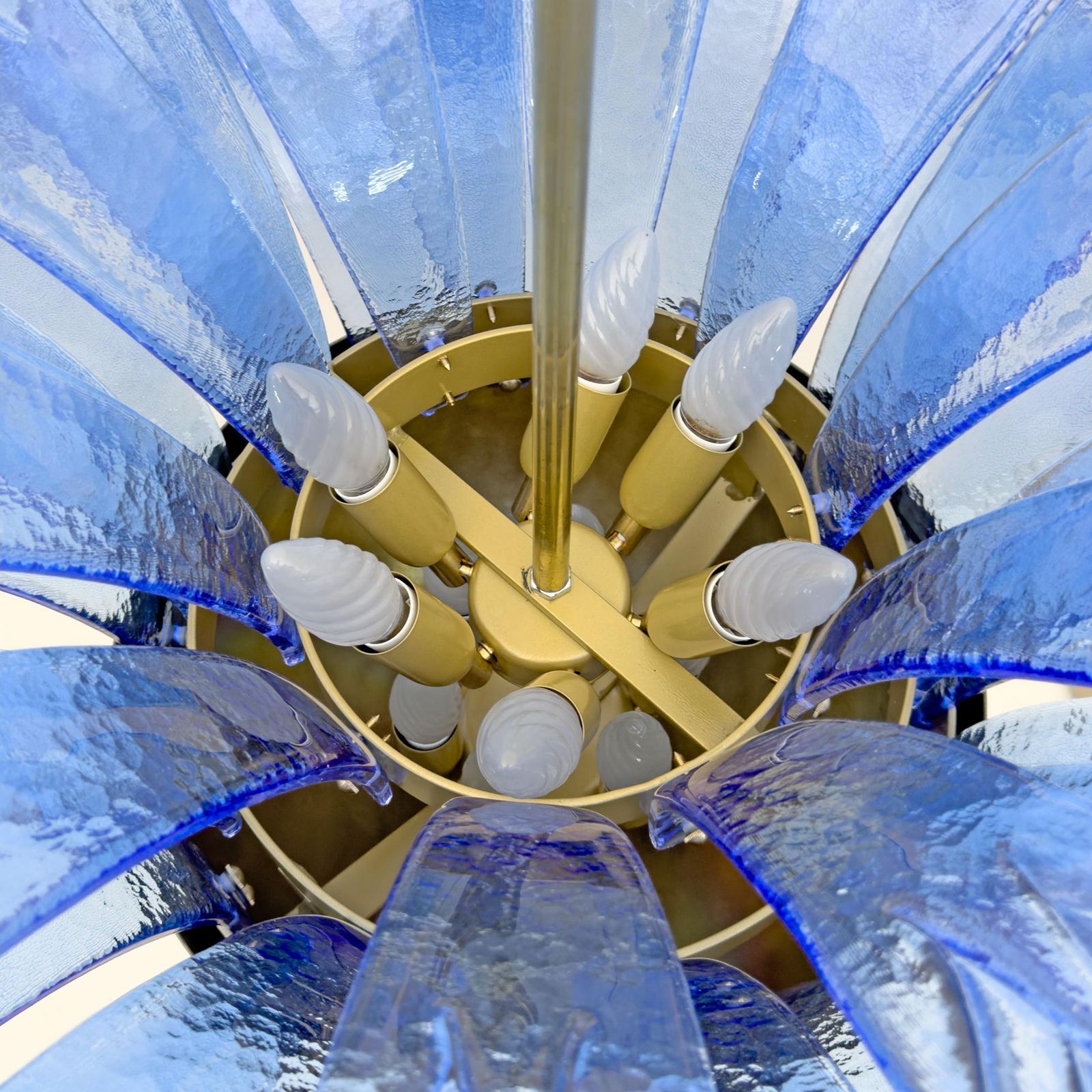 photo furniture Pair Of Mid Century Modern Palm Leaves Big Chandelier Murano Glass And Brass