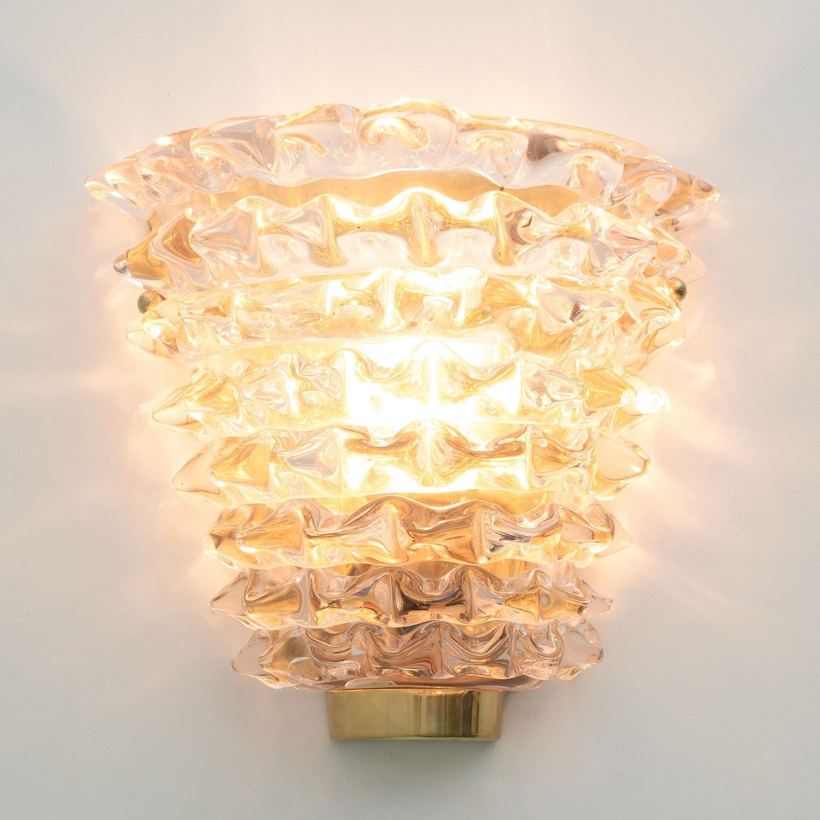 Pair Of Mid Century Modern Italian "Rostrato" Light Pink Murano Glass Sconces photo Lighting
