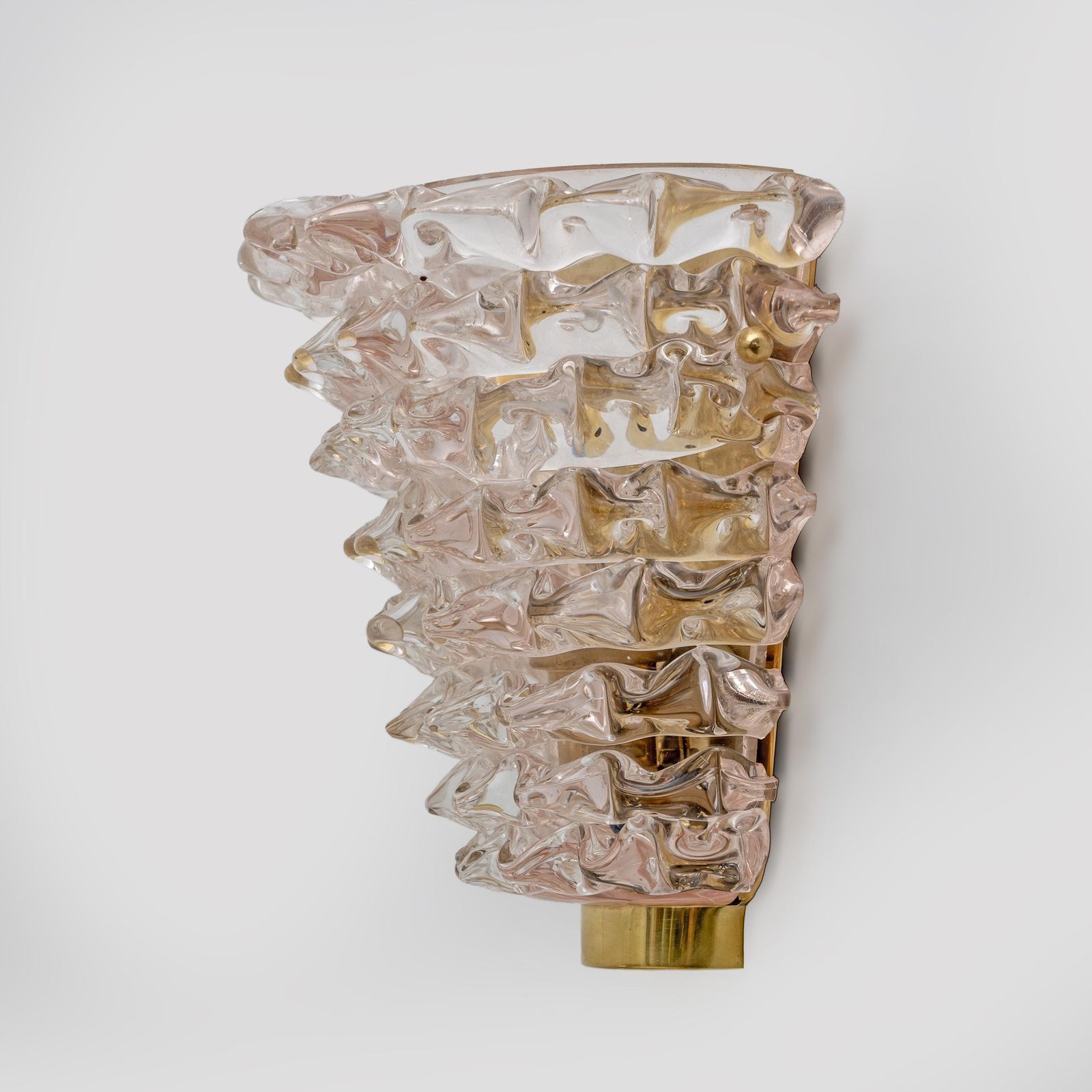 Pair Of Mid Century Modern Italian "Rostrato" Light Pink Murano Glass Sconces photo 3088.0