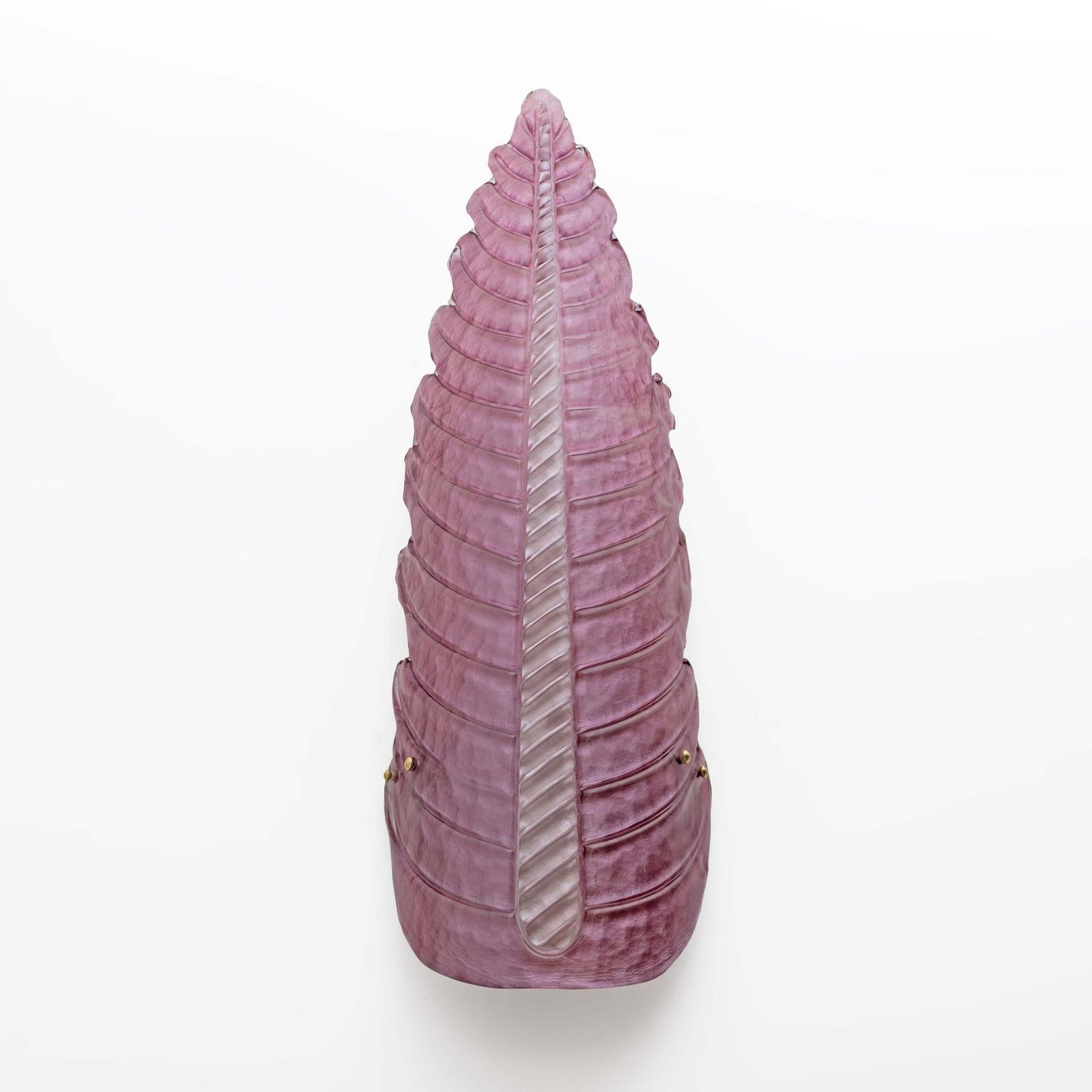 Pair Of Mid Century Modern Murano Glass Amethyst Pink Big Leafs Sconces photo furniture