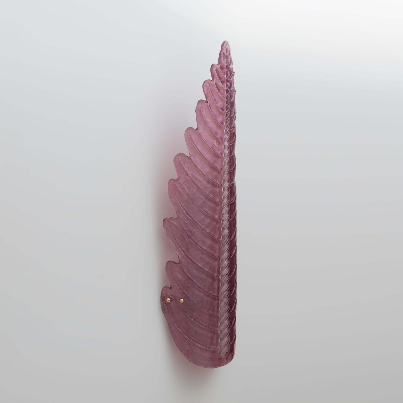 Pair Of Mid Century Modern Murano Glass Amethyst Pink Big Leafs Sconces photo 2144.0