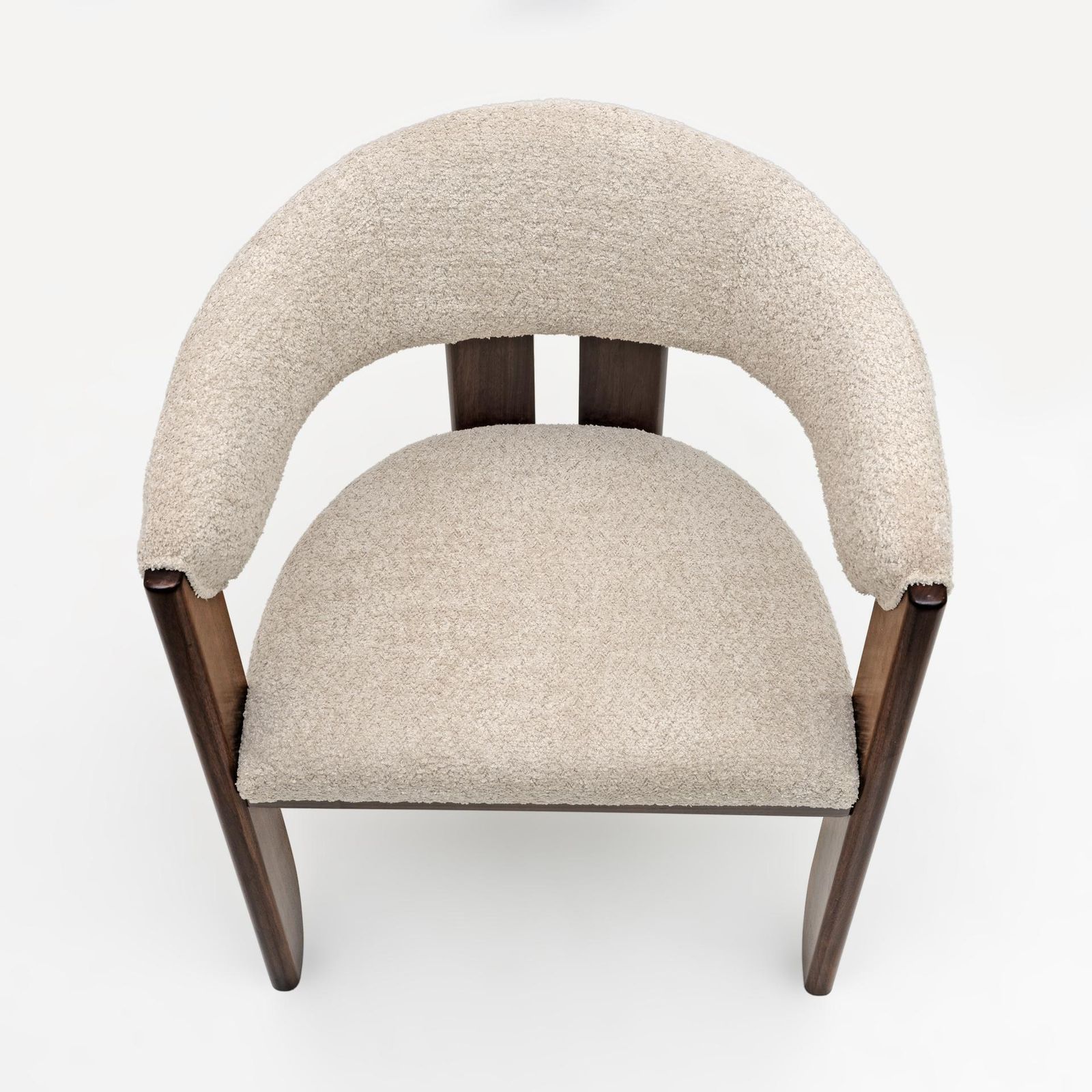 Eight Mid Century Modern Italian Bouclè And Walnut Dining Chairs, 1970s photo 5489.0
