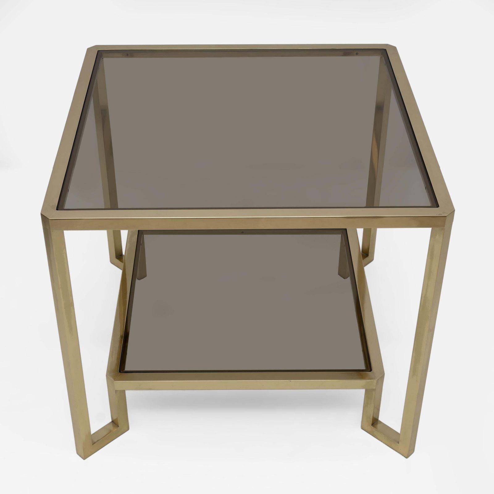 Guy Lefevre Square Brass Coffee Table For Maison Jansen, France 1970s photo vinterior