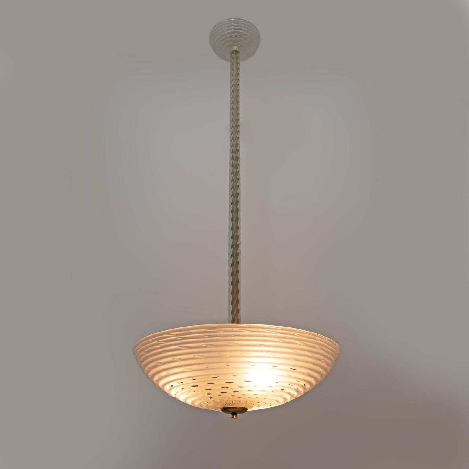 Ercole Barovier Art Deco Murano Glass Italian Pendant Chandelier "Pulegoso", 30s photo Lighting