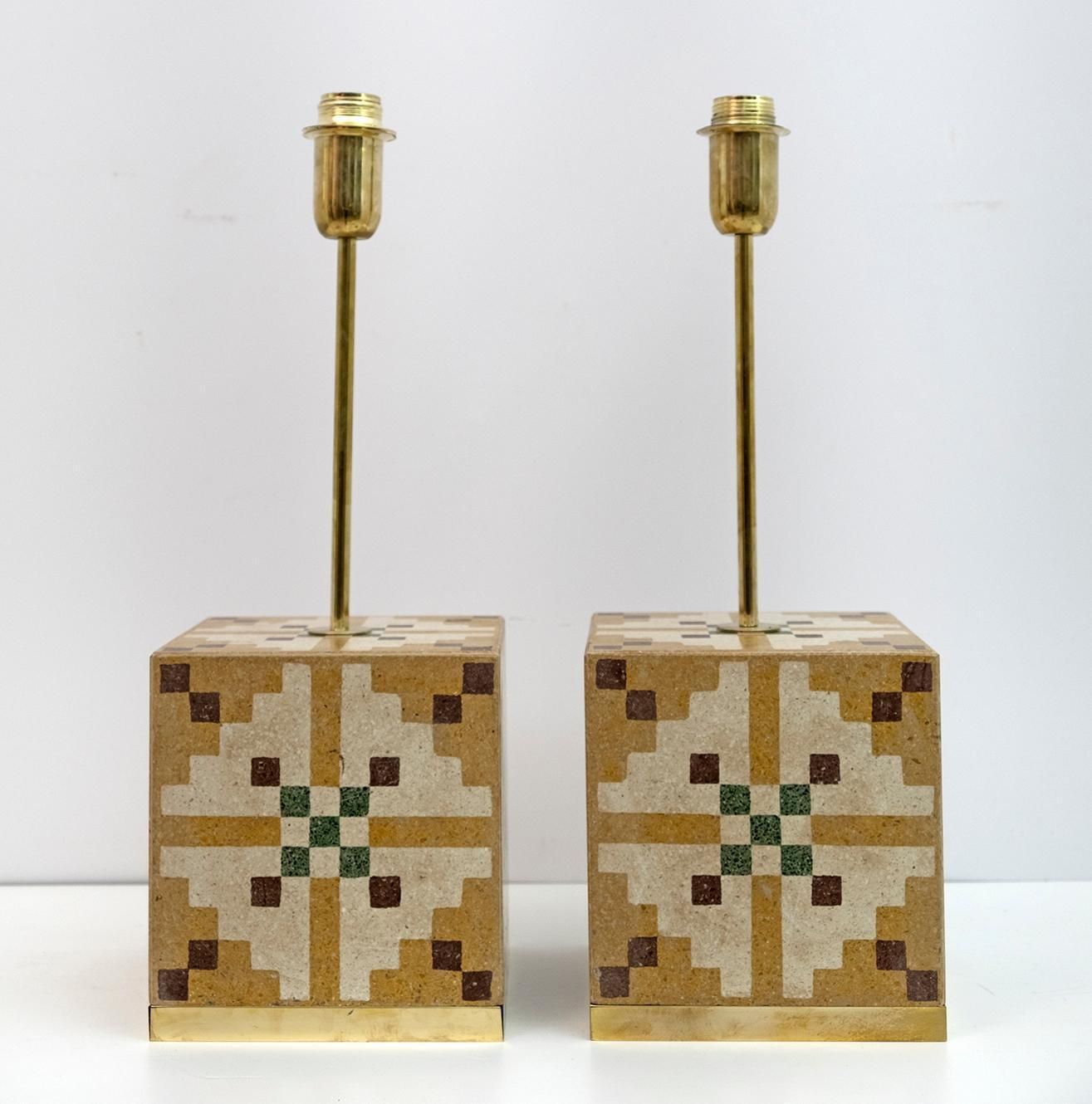 Pair Of Liberty Era Italian Cementite Table Lamps photo 1544.0