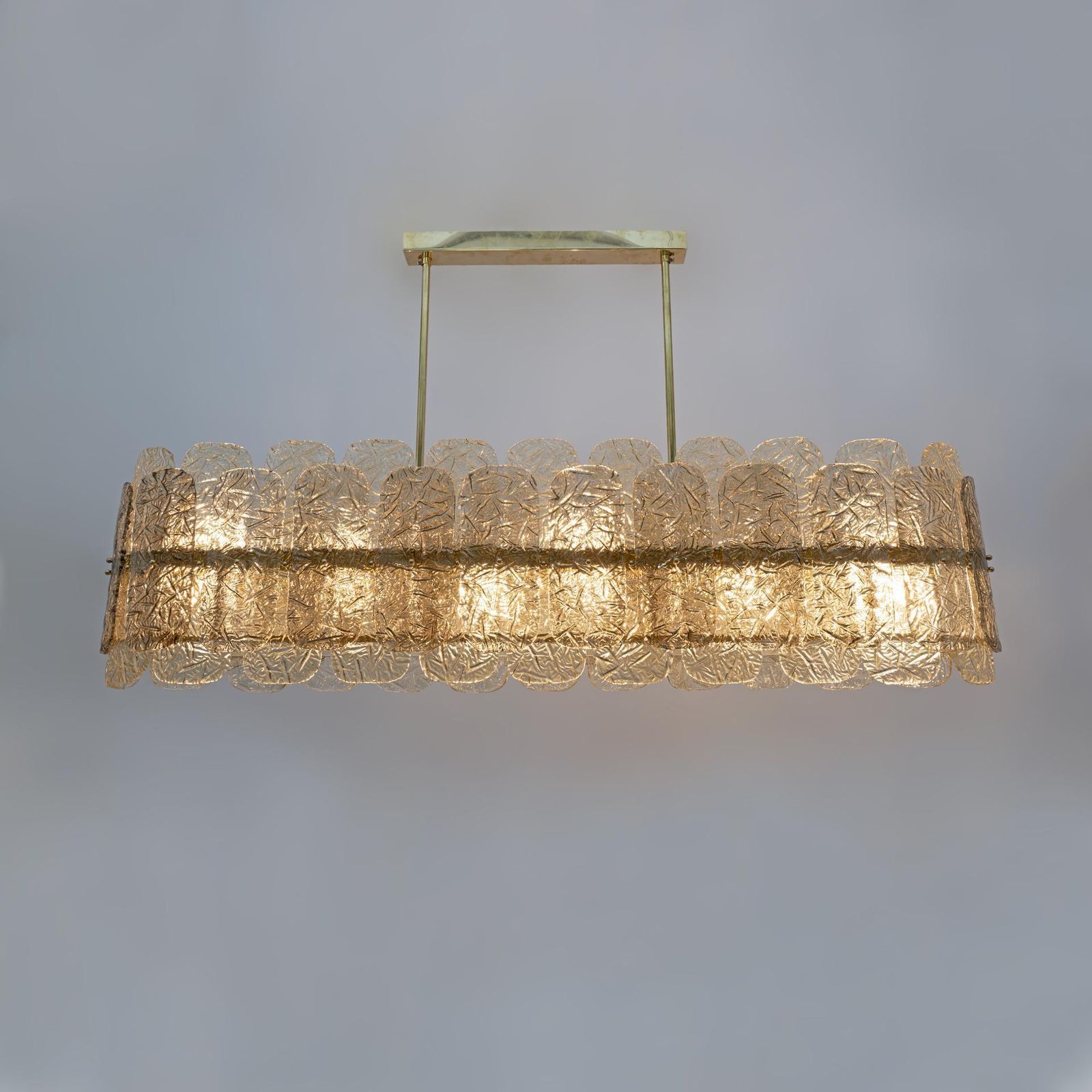 Mid Century Modern Stiyle Italian Brass And Murano Glass Chandelier photo for sale
