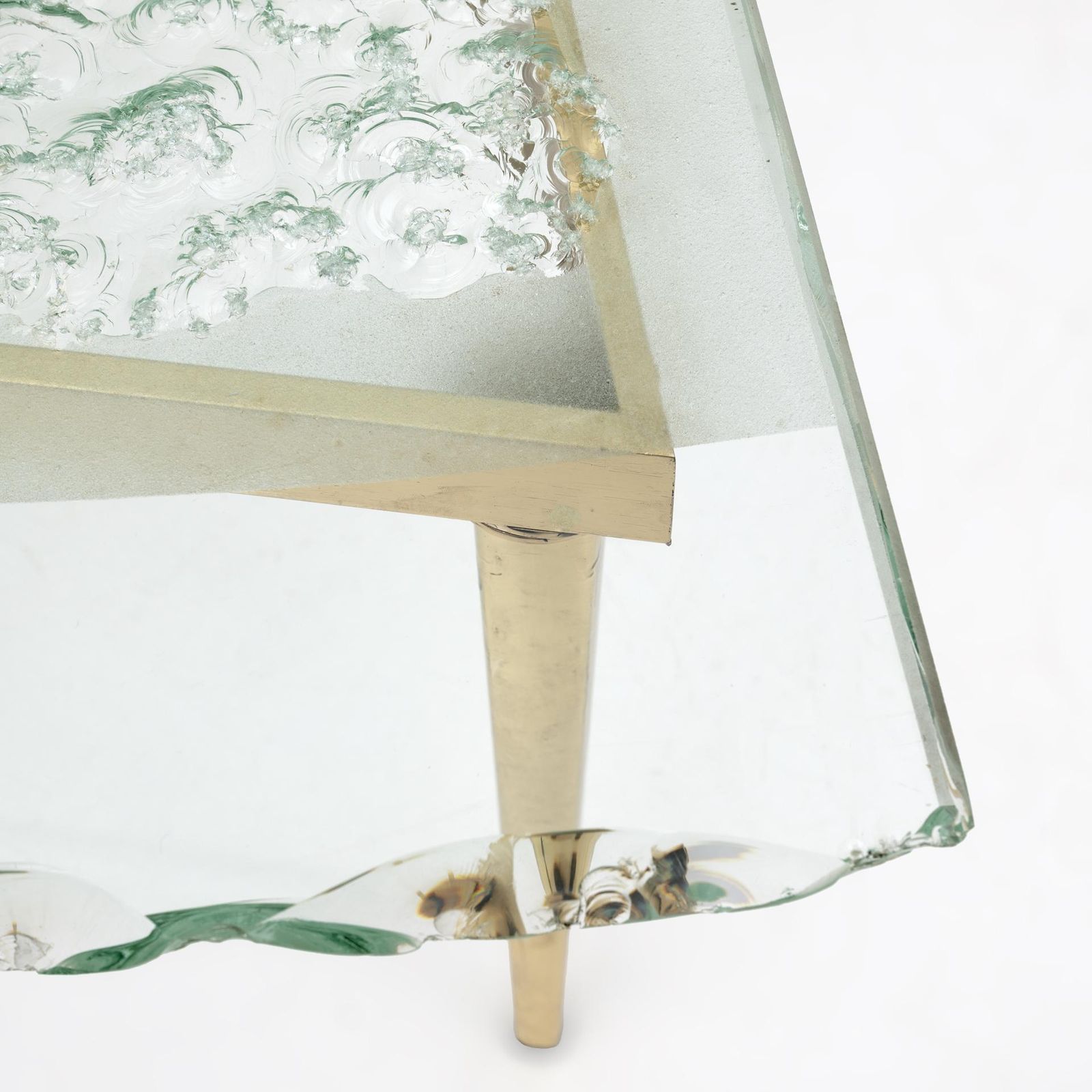 Mid Century Modern Chiseled Glass Coffee Table Attr. Max Ingrand By Fontana Arte photo vinterior