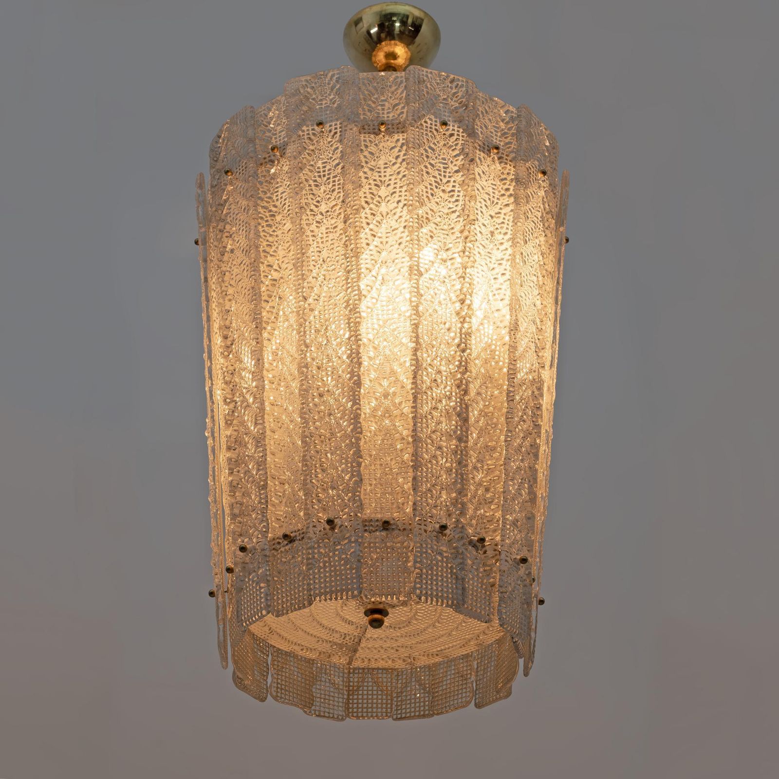 Barovier & Toso Art Dèco Style Brass Murano Glass Lantern Chandelier photo Lighting