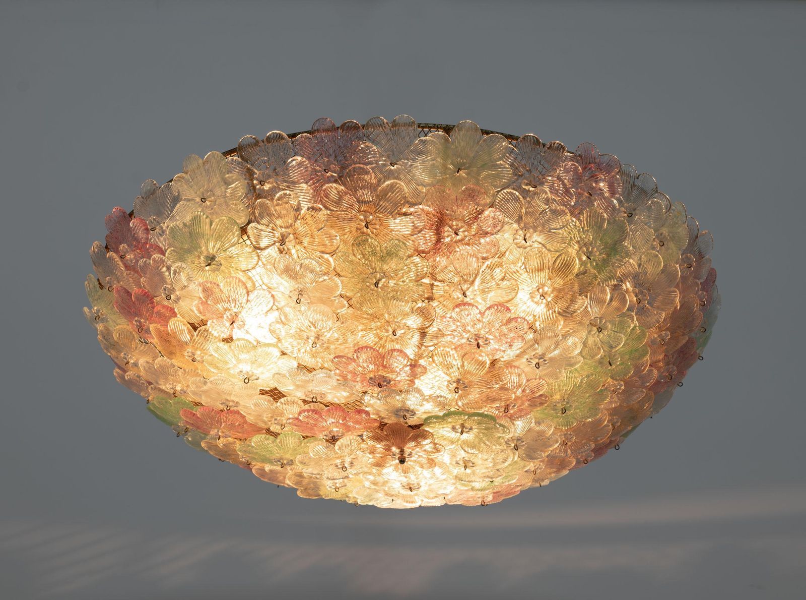 Attributed To Barovier & Toso Mid Century Modern Murano Glass Ceiling Light, 50s photo vintage