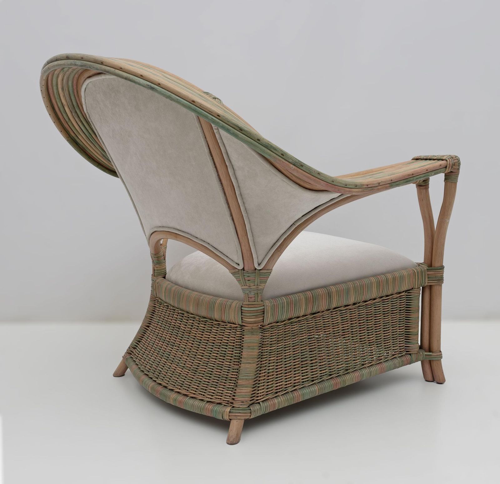 photo for sale Mid Century Modern Italian Rattan And Wicker Two Armchairs And Sofa, 1970s