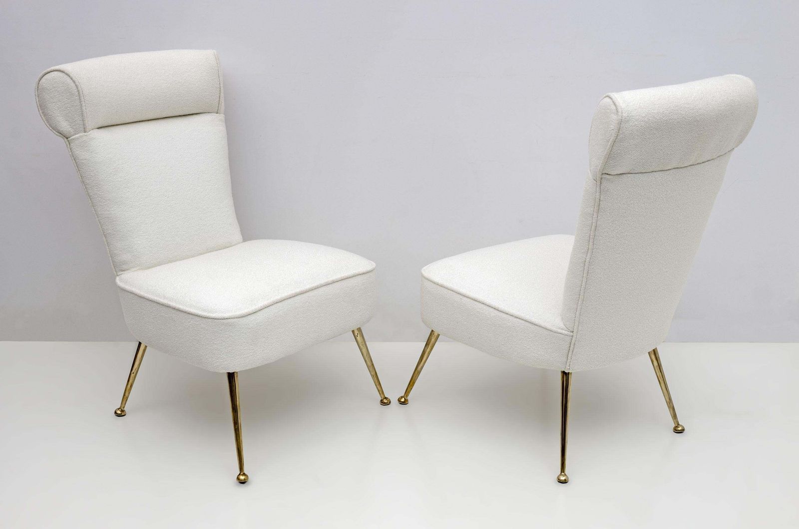 Pair Of Gigi Radice Mid Century Modern Boucle Small Armchairs By Minotti 1950s photo furniture