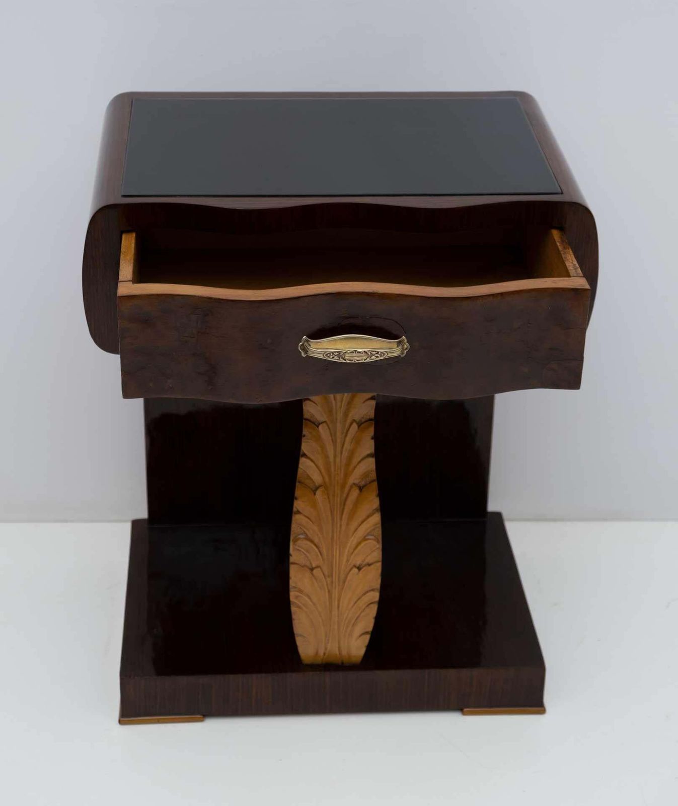 Furniture Pair Of Art Deco Italian Walnut Briar And Maple Bedside Tables, 1920s photo