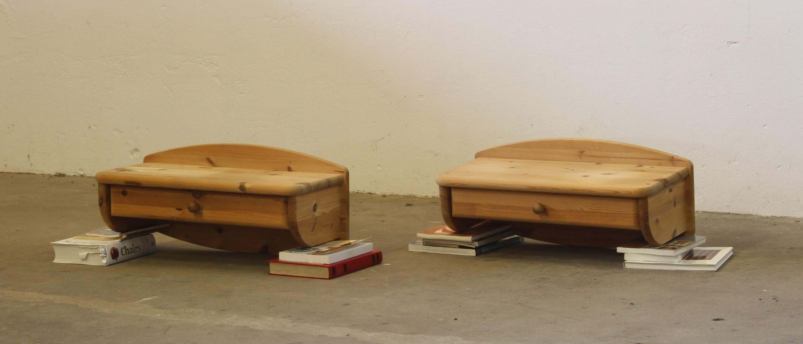Danish Wall Hanging Bedside Tables In Pine, 1970s/80s, Set Of 2 photo furniture
