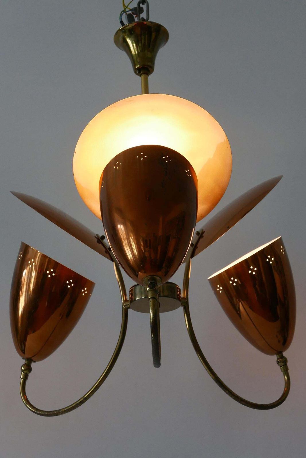 photo vinterior Amazing Mid Century Modern Sputnik Pendant Lamp Or Chandelier Germany 1950s