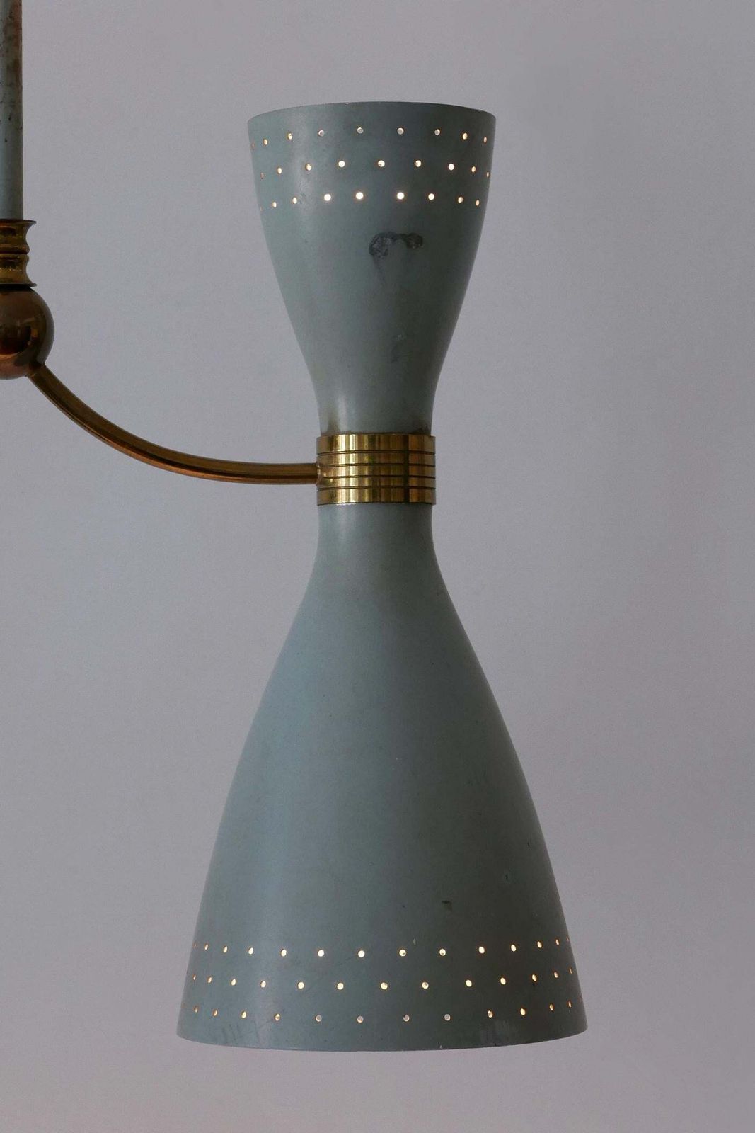 3260.0 Rare Mid Century Modern Two Armed Diabolo Pendant Lamp Or Chandelier Italy 1950s photo