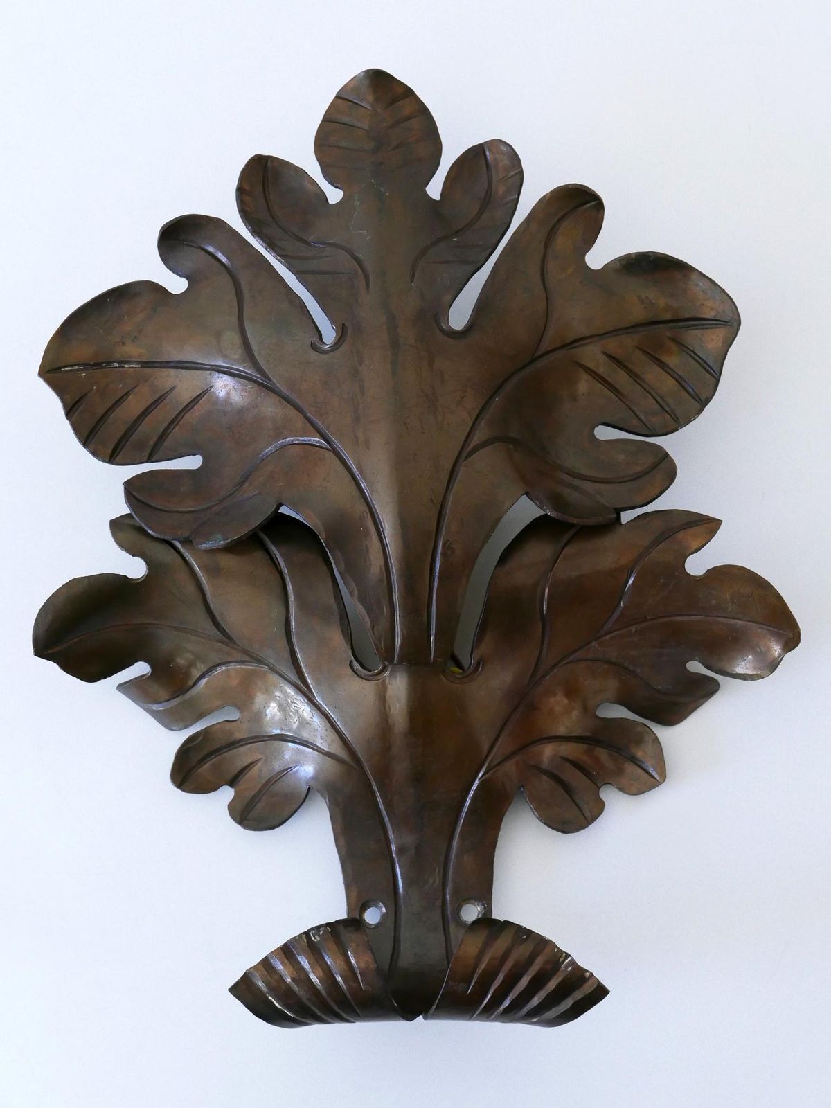Lovely Mid Century Modern Brass Oak Leaf Sconce Or Wall Lamp Germany 1960s photo for sale