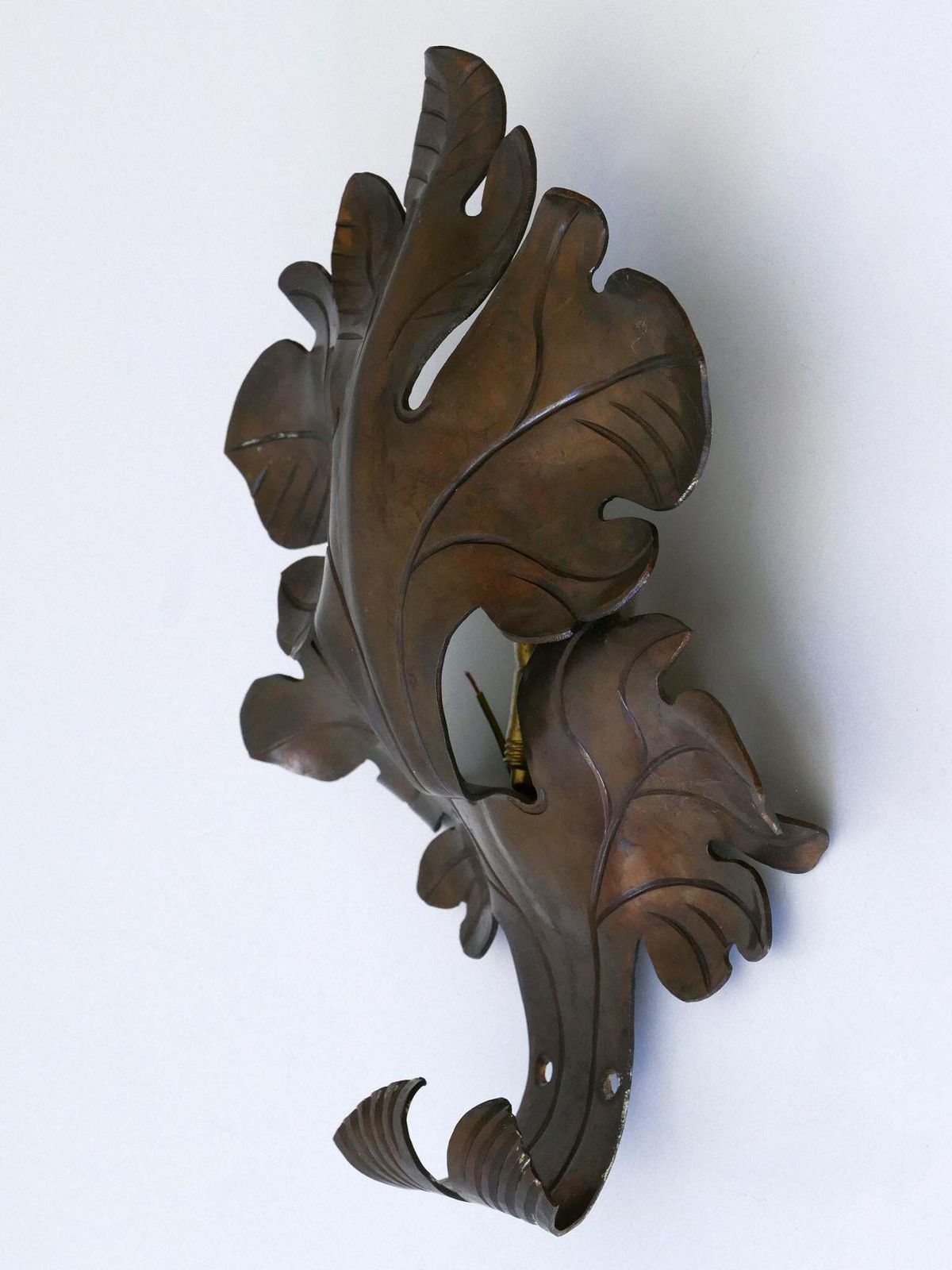 Lighting Lovely Mid Century Modern Brass Oak Leaf Sconce Or Wall Lamp Germany 1960s photo