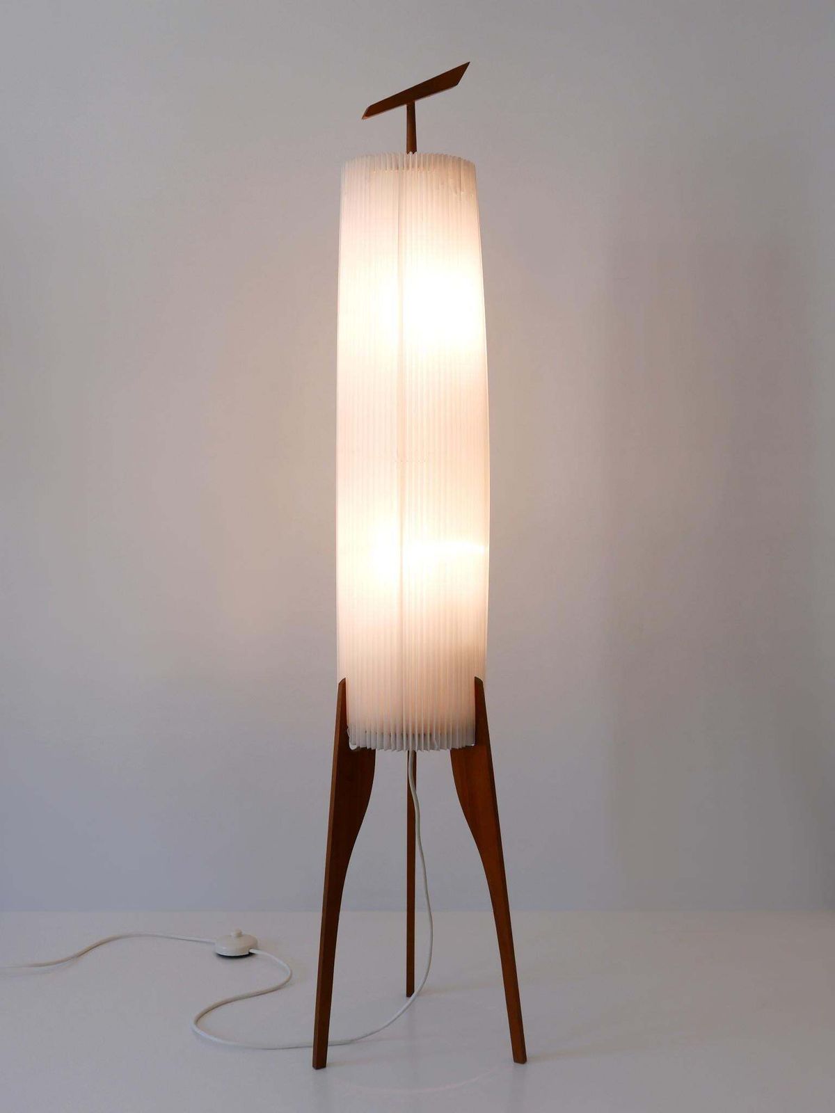 Rare & Elegant Mid Century Modern Two Flamed Scandinavian Floor Lamp 1960s photo vinterior