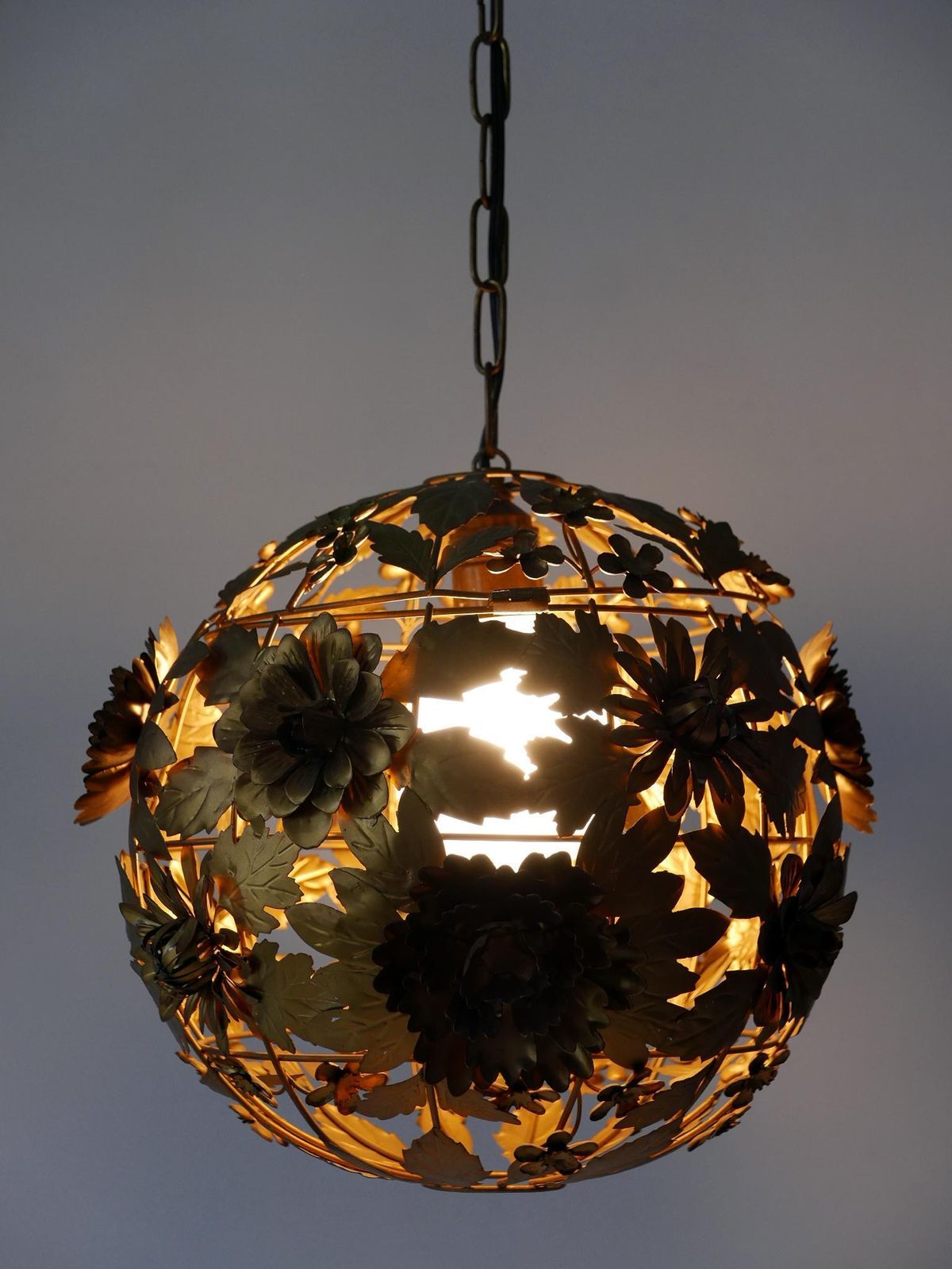 photo buy Rare & Gorgeous Mid Century Modern Metal Floral Pendant Lamp, Germany, 1960s