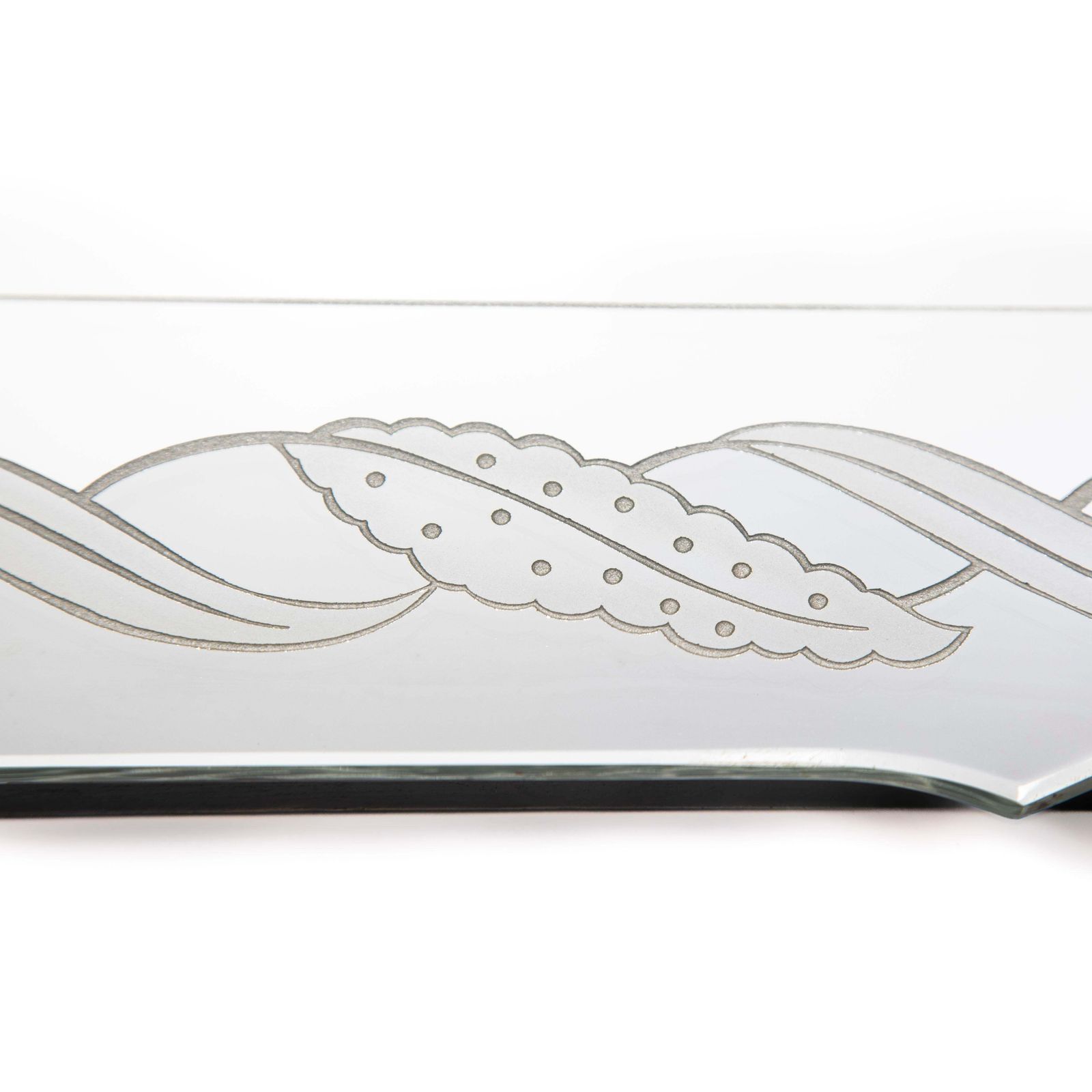 Rectangular Italian Mid Century Cristal Mirror With Stylized Decoration 1950s photo vinterior