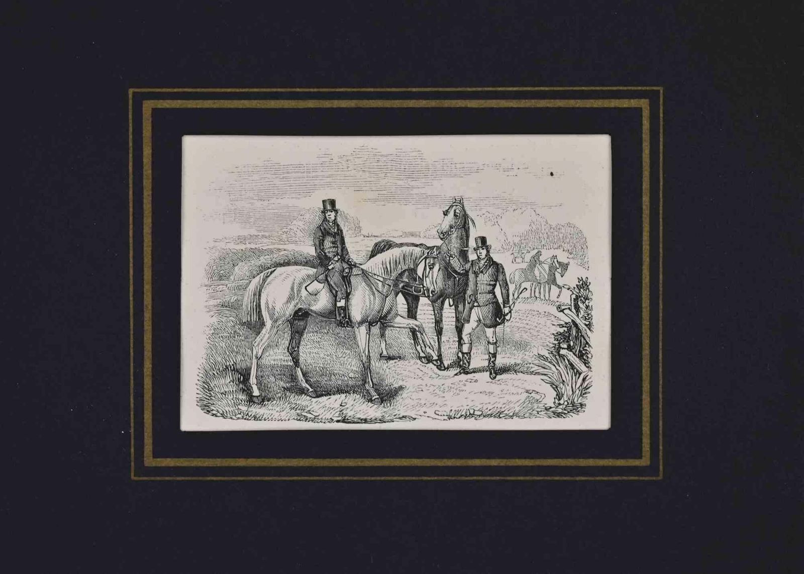 Unknowntwo Gentlemen Riding Horses   Lithograph   19th Century19th Century