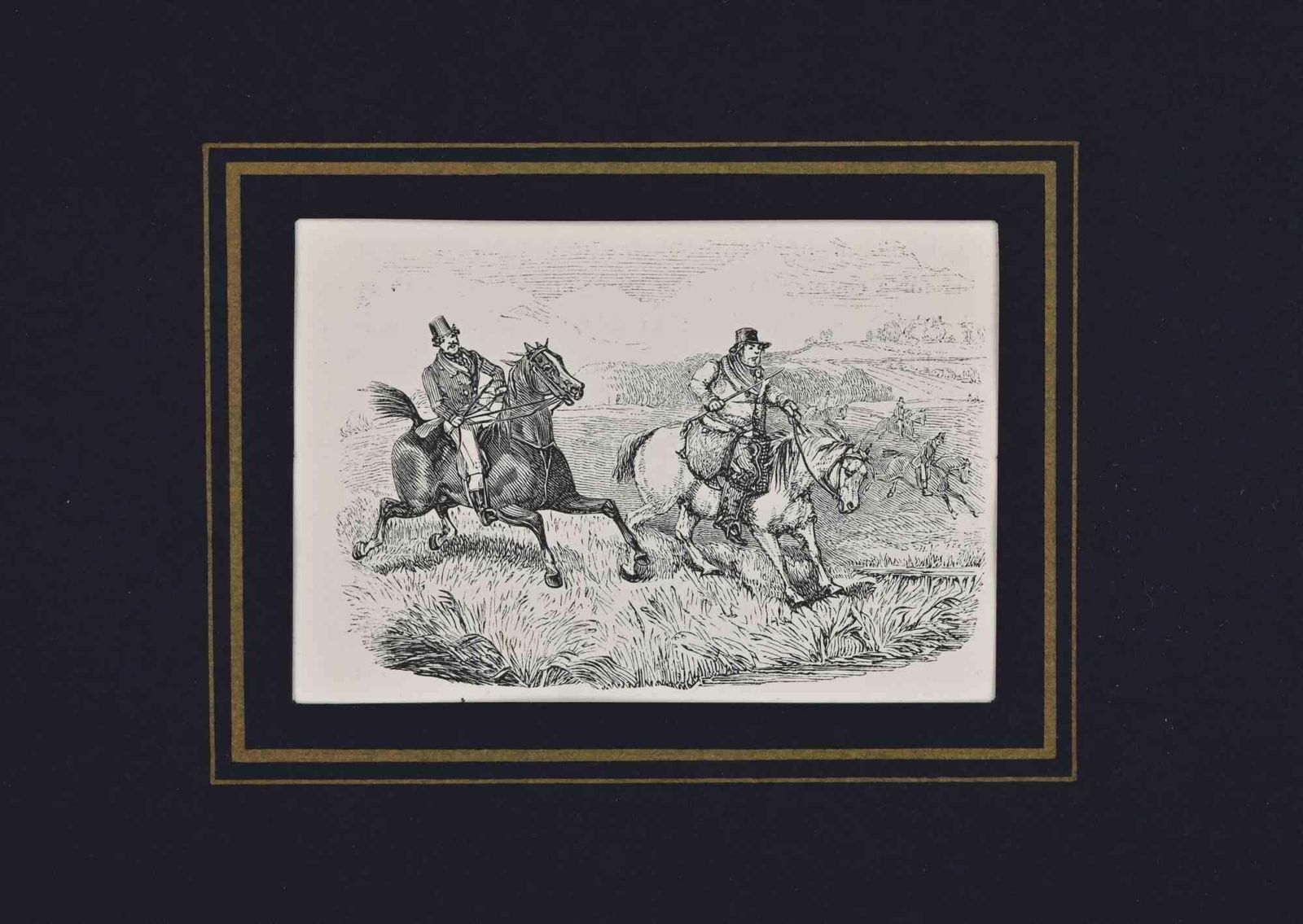 Unknowntwo Gentlemen Riding Horses   Lithograph   19th Century19th Century