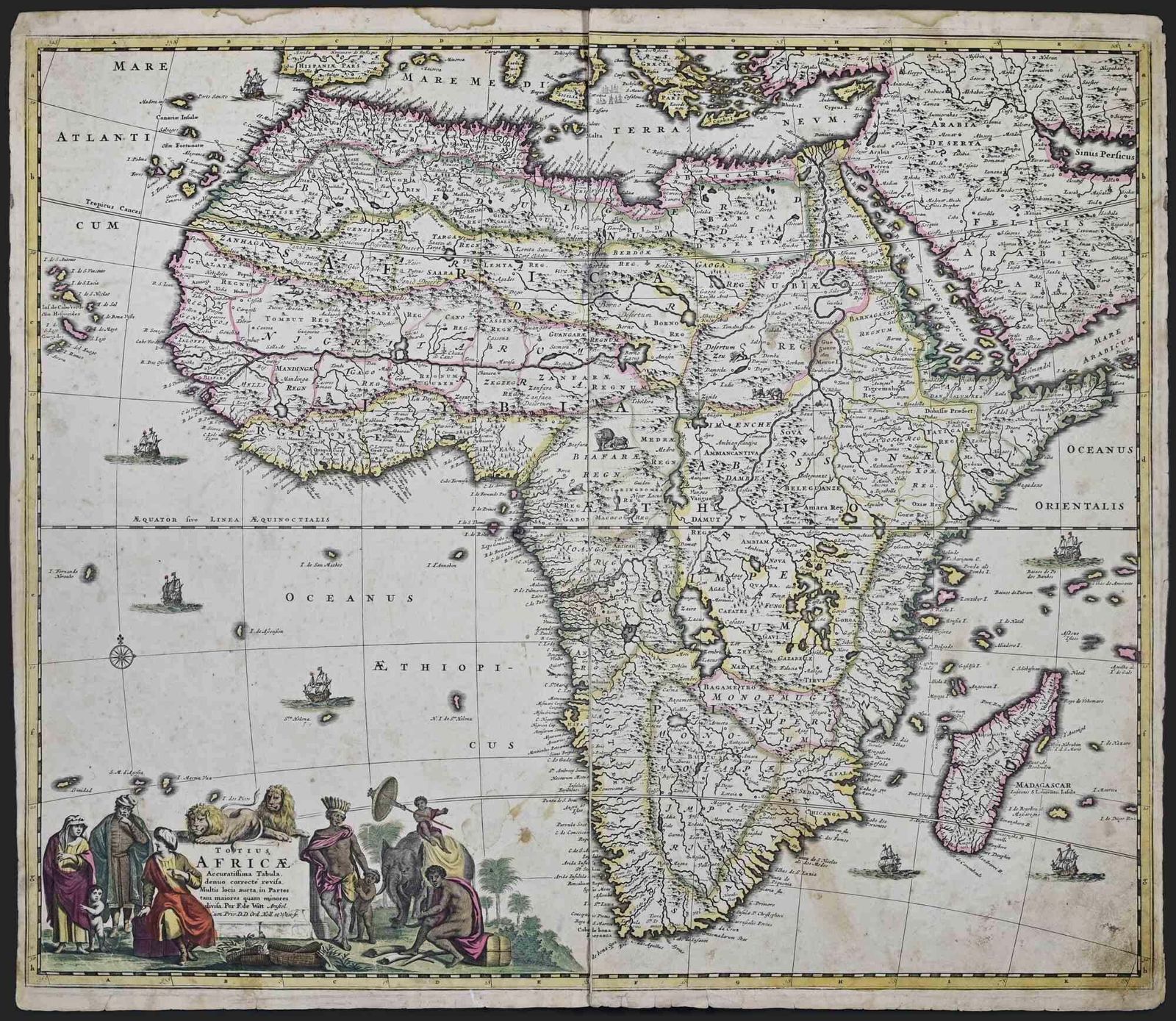 Frederick De Wittotius Africae Accuratissima Tabula   Etching By Frederick De Wit   1680 Ca 1680 Ca