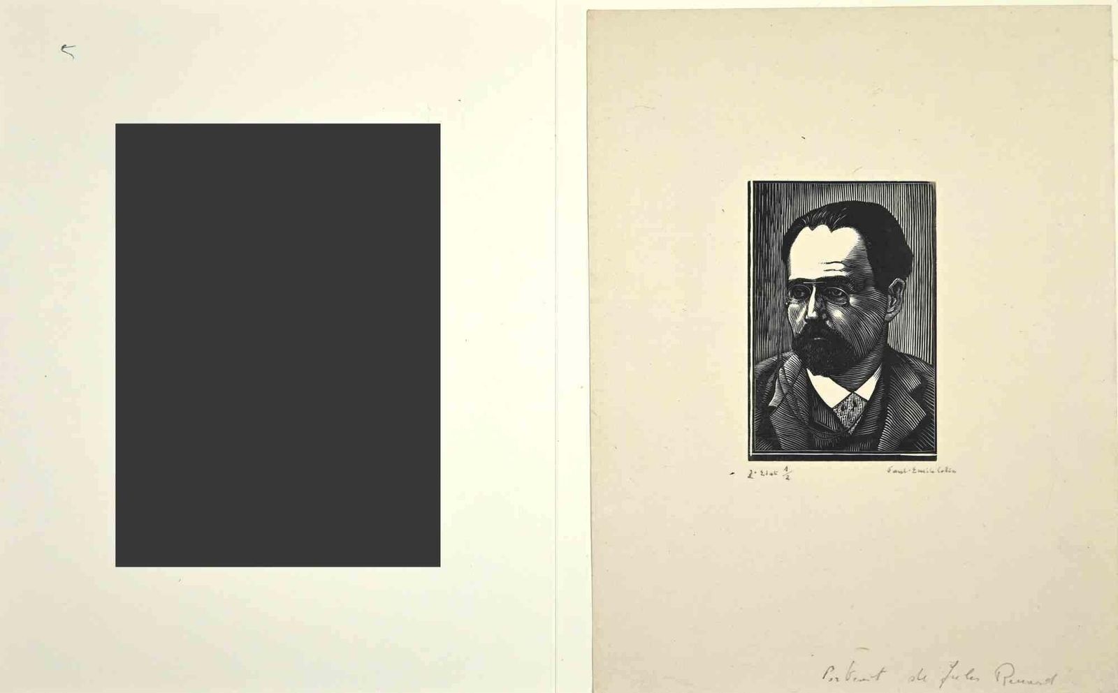 Paul Emile Colinportrait De Jules Renard   Woodcut  By Paul Emile Colin   Early 20th Centuryearly 20th Century photo furniture