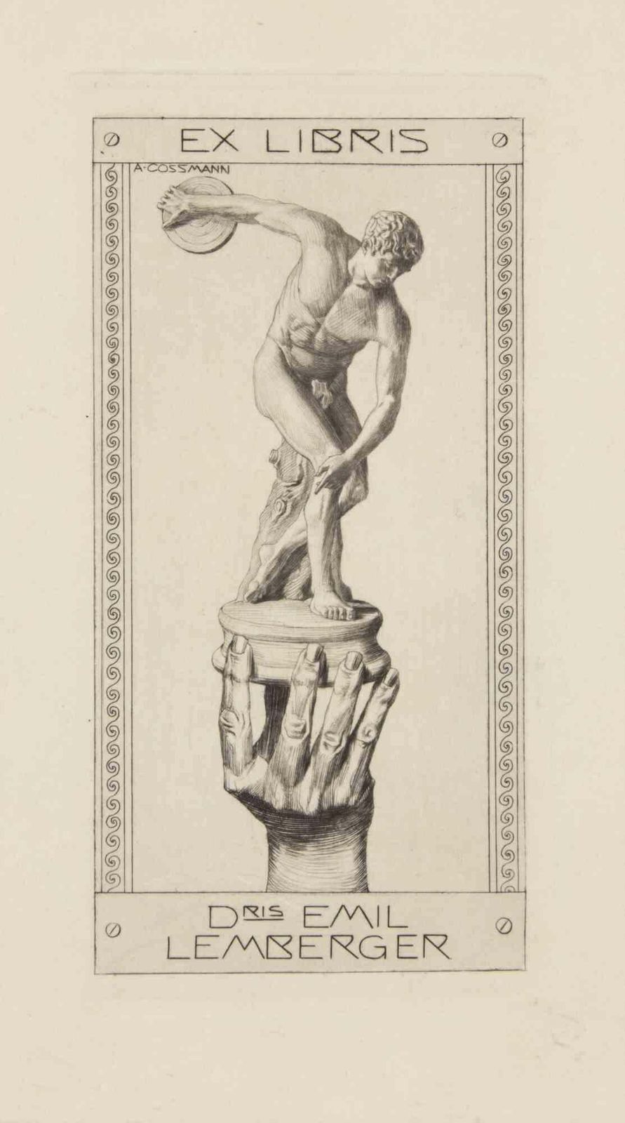 Alfred Cossmannex Libris Myron's Discobolus   Etching By Alfred Cossmann   Early 20th Centuryearly 20th Century photo furniture