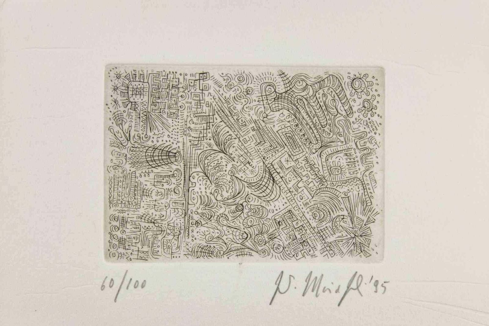 Fausto Maria Franchiabstract Composition   Etching By Fausto Maria Franchi   19951995